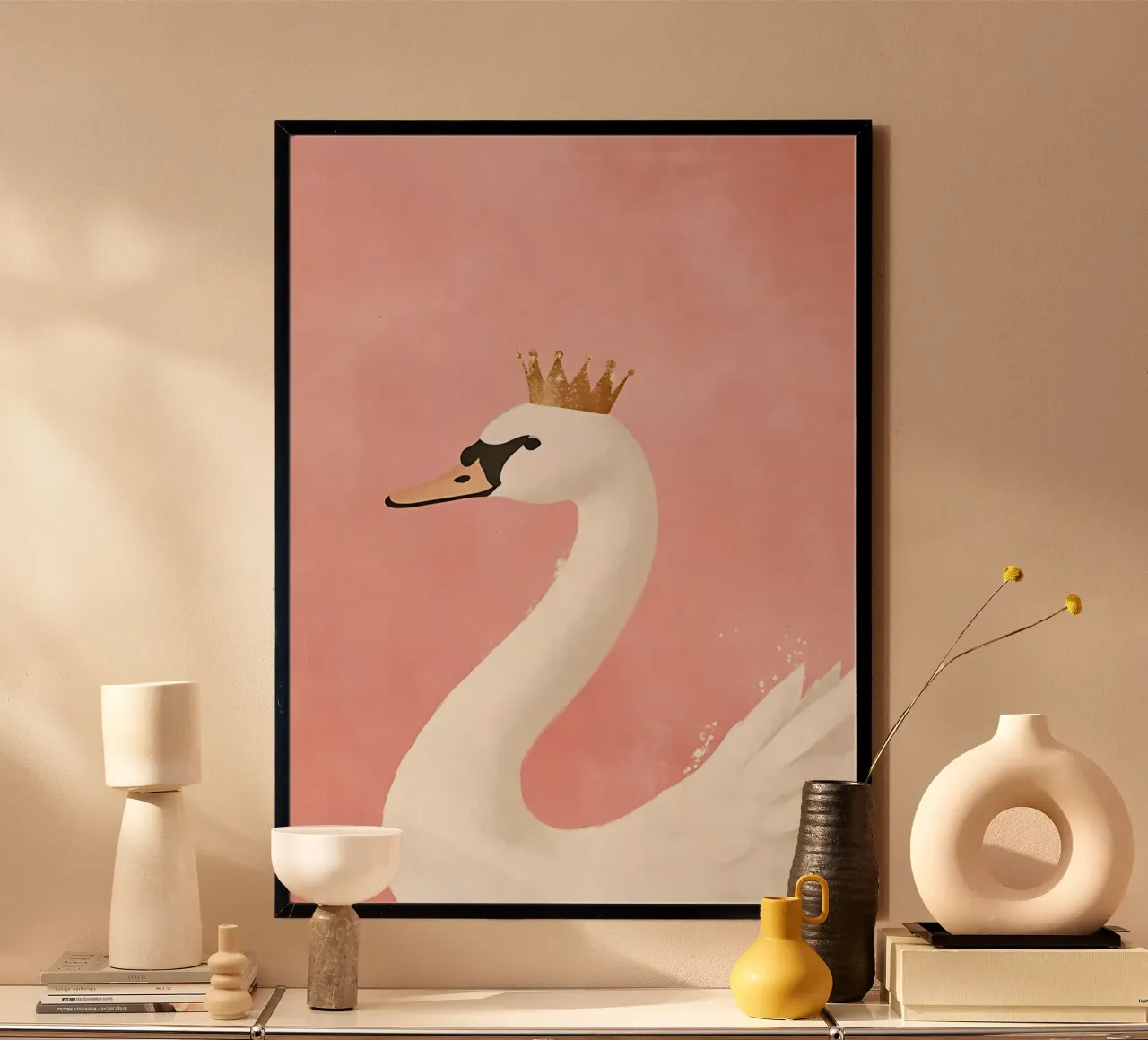 Impresión artística Cisne real con corona dorada poster de vintagepod