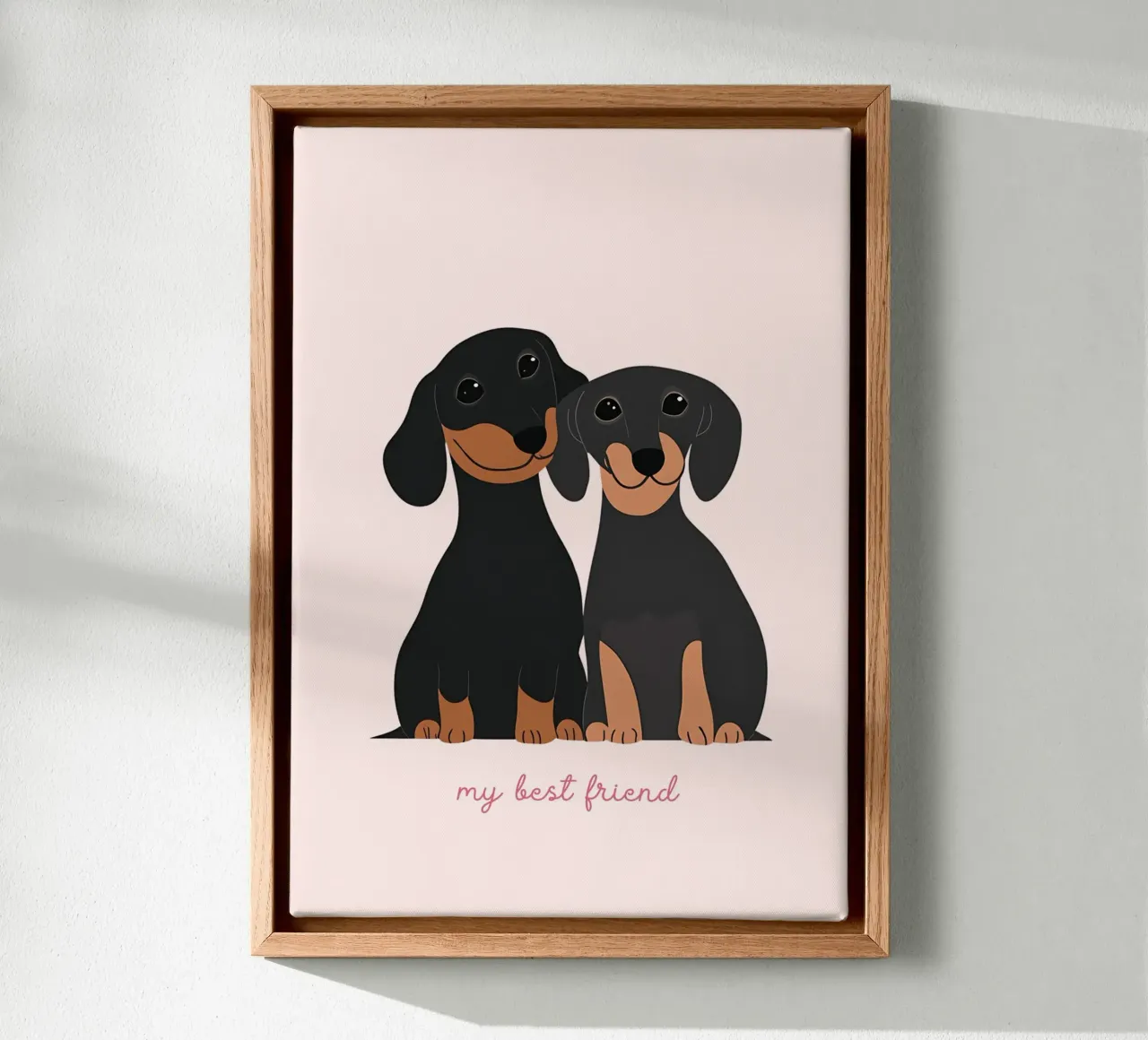 Schattige Teckels "Mijn beste vriend" Kunstdruk canvas met Baklijst van vintagepod
