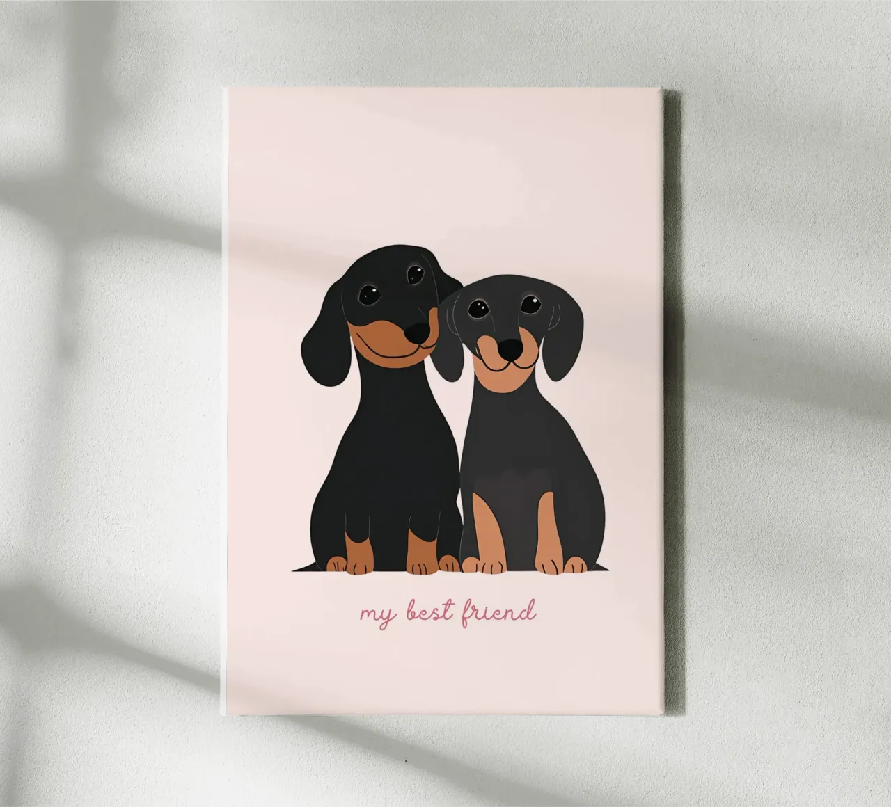 Schattige Teckels "Mijn beste vriend" Kunstdruk canvas met Baklijst van vintagepod