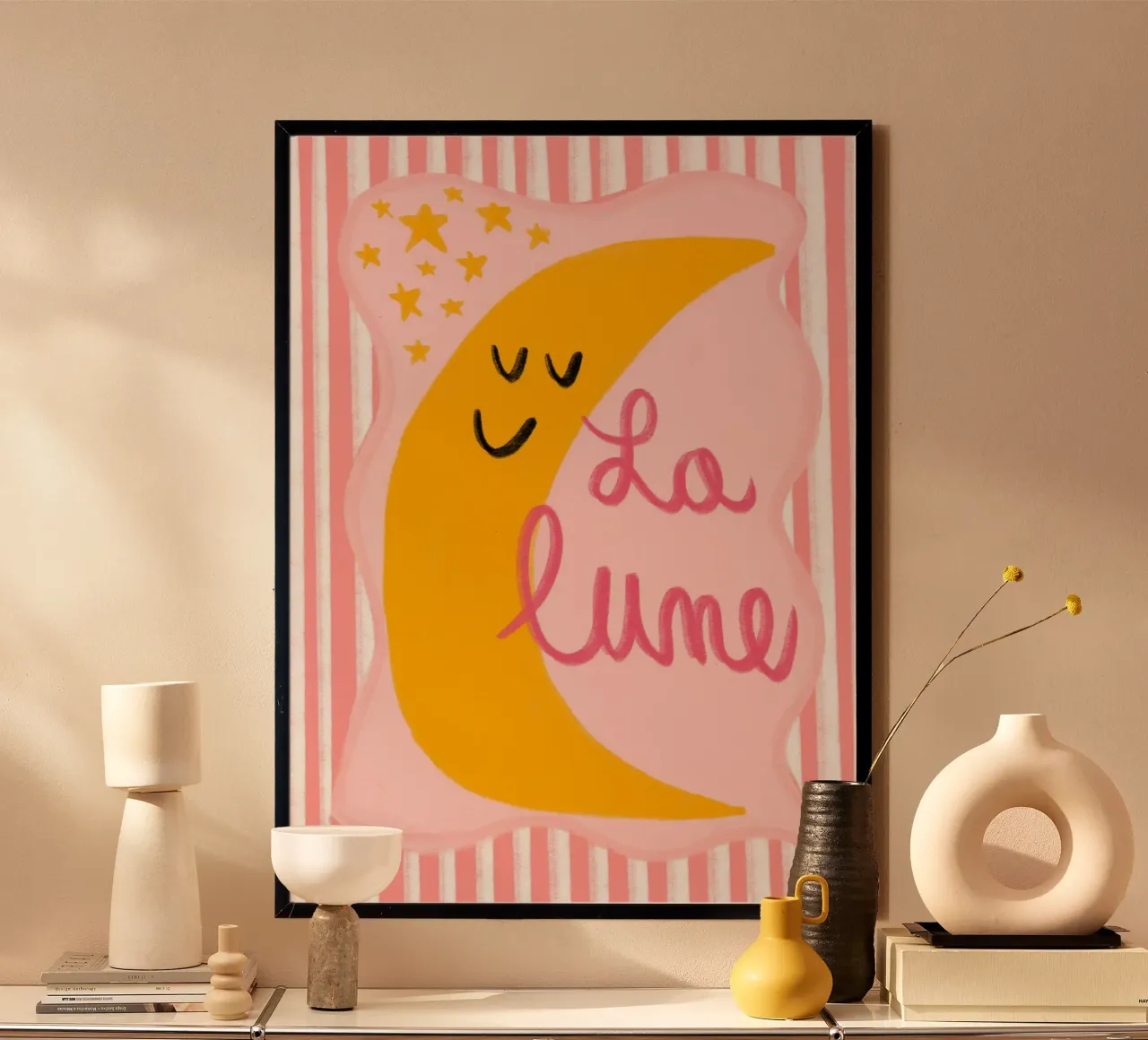 "La Lune" Smiling Moon Art Print poster by vintagepod