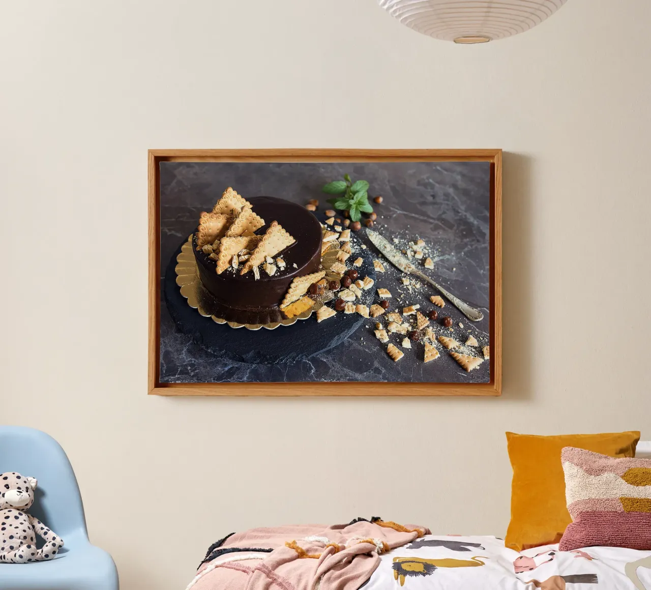 Koekjes en chocoladetaart III - Kunstdruk canvas met Baklijst van jay