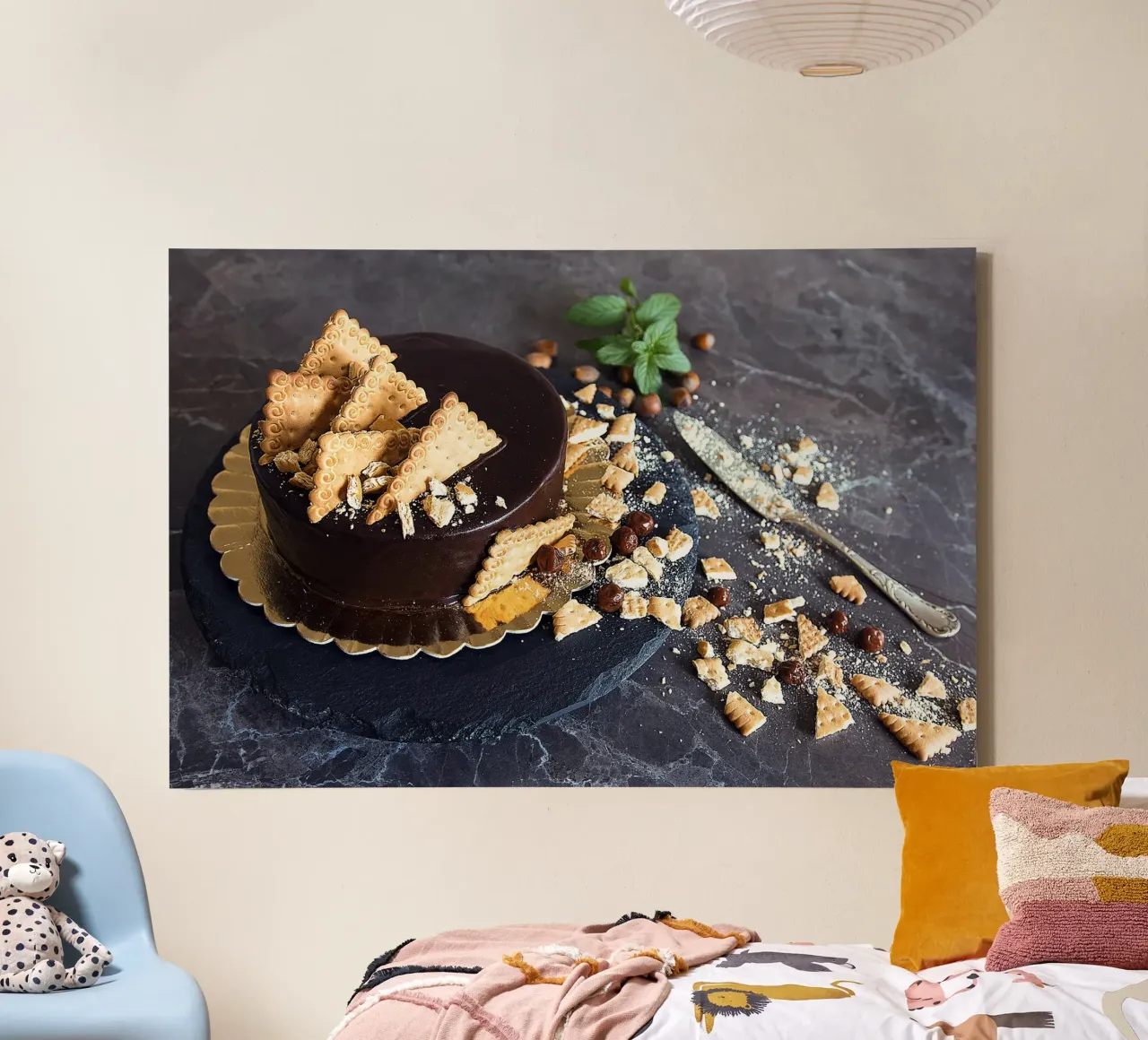 Koekjes en chocoladetaart III - Kunstdruk canvas met Baklijst van jay