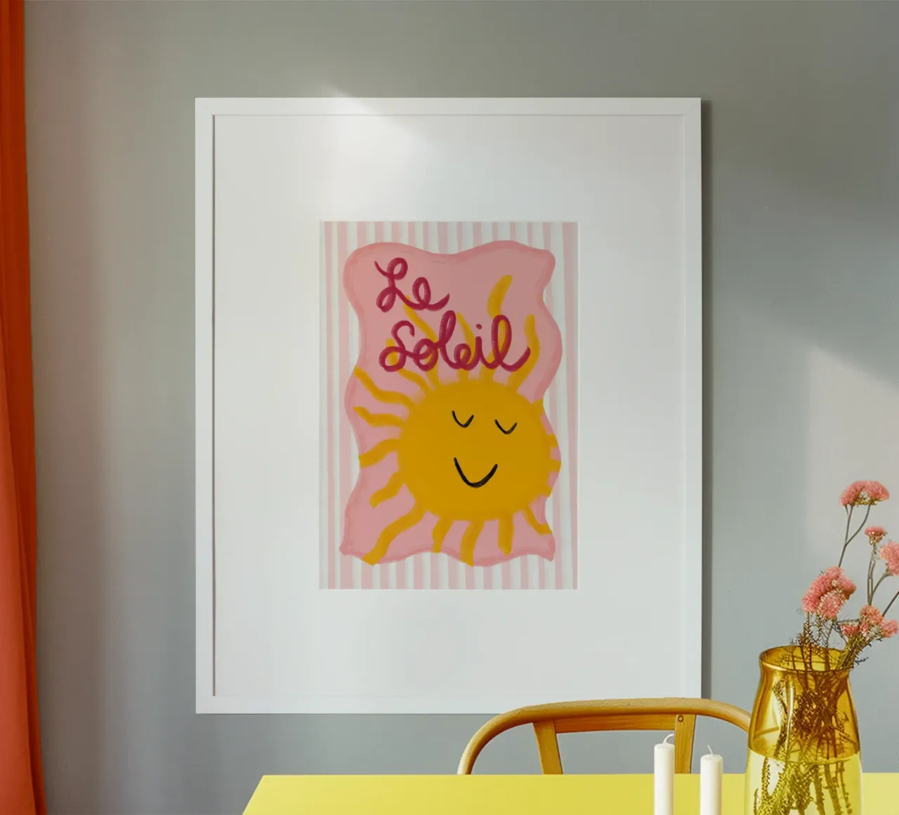 "Lachende zon kunstdruk poster van vintagepod