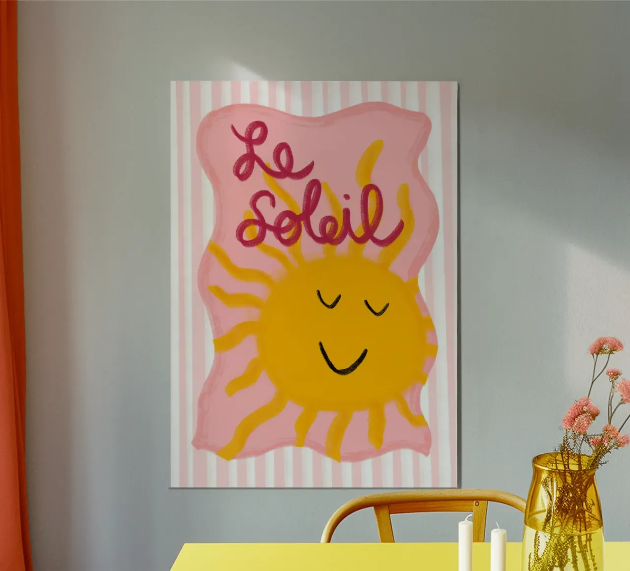 "Lachende zon kunstdruk poster van vintagepod