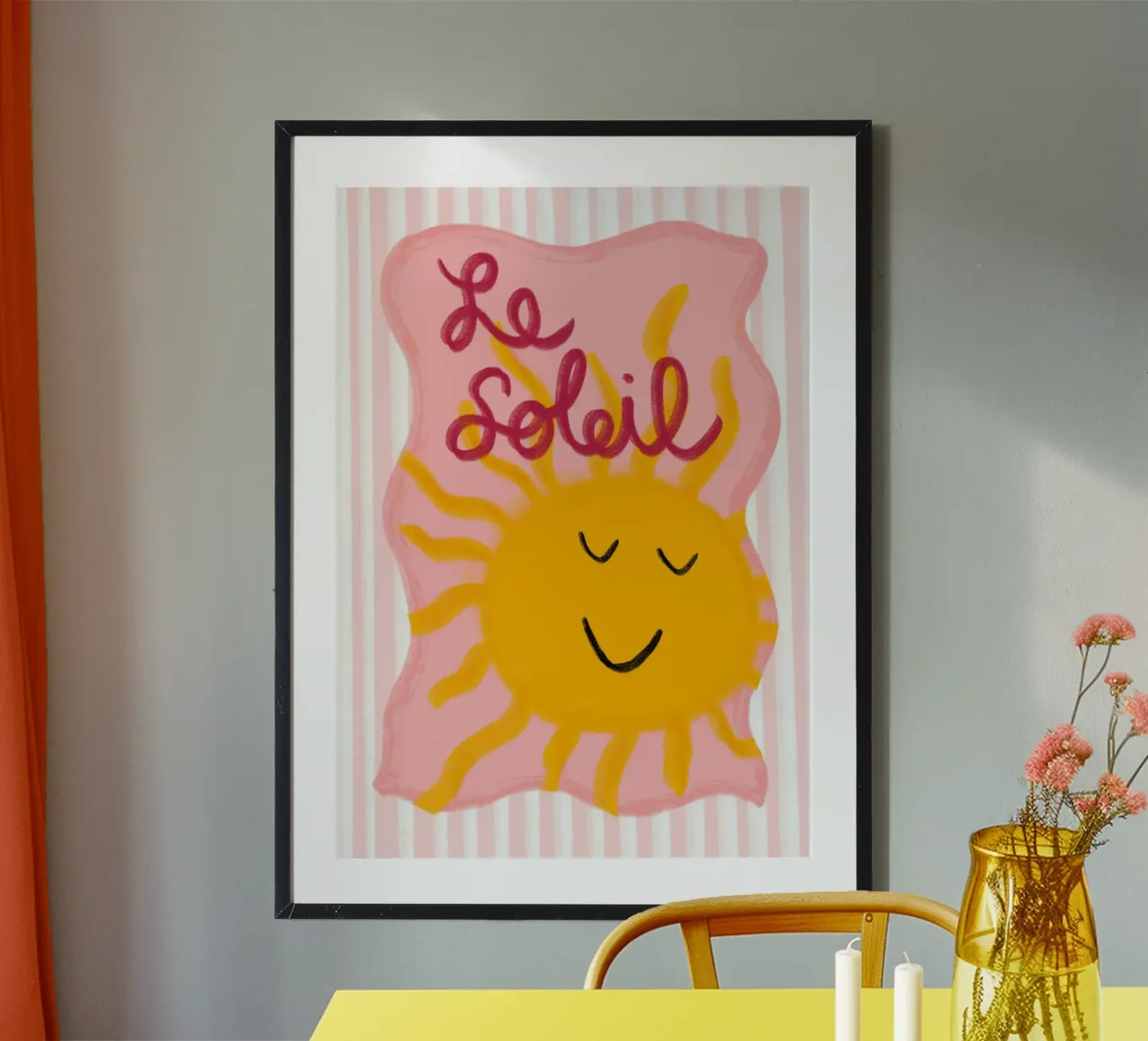 "Lachende zon kunstdruk poster van vintagepod