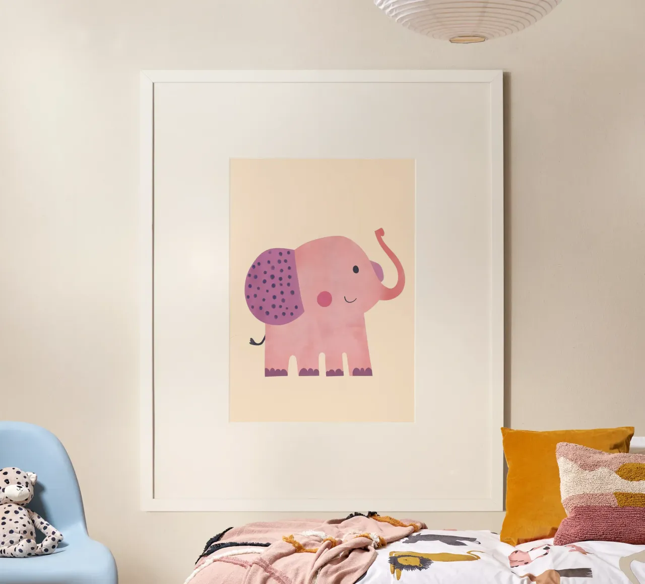 Carino l'elefante rosa con pois artistici poster da vintagepod