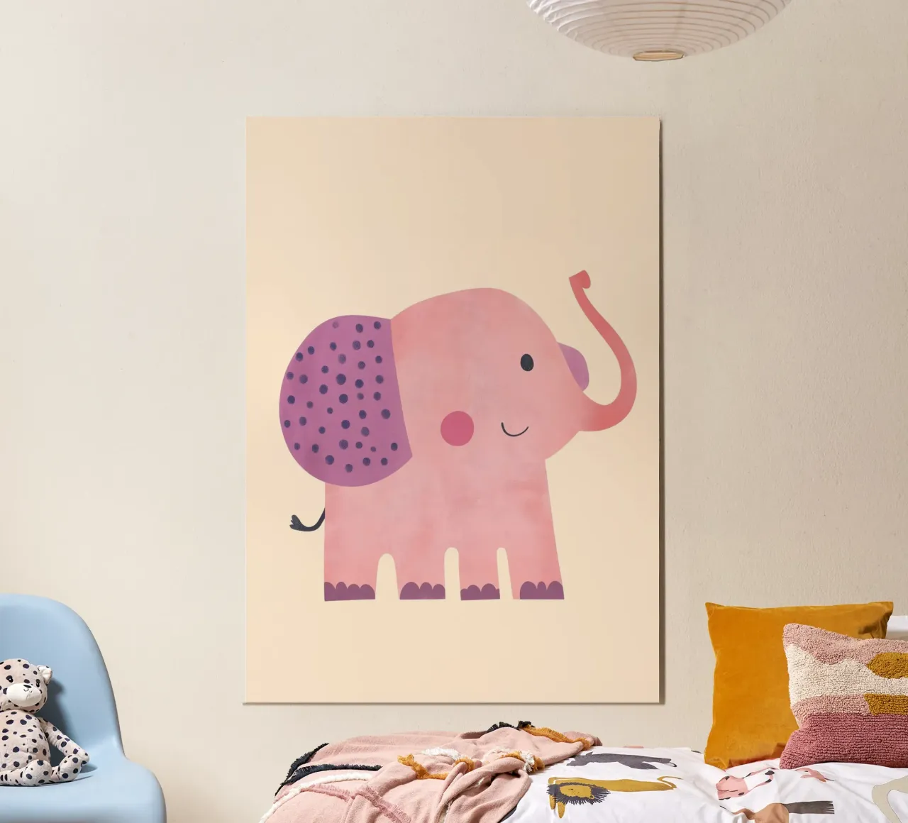 Carino l'elefante rosa con pois artistici poster da vintagepod