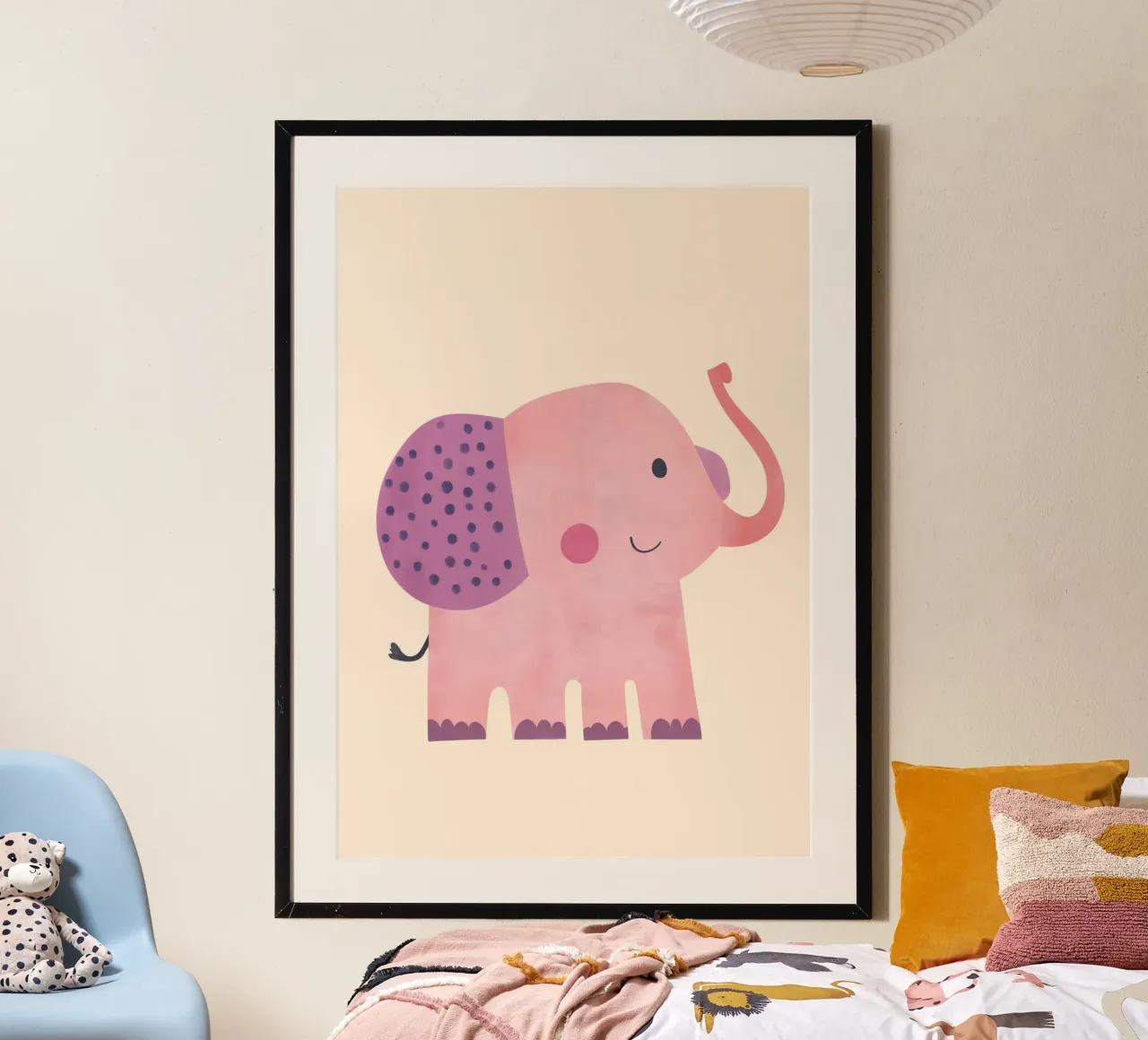 Carino l'elefante rosa con pois artistici poster da vintagepod