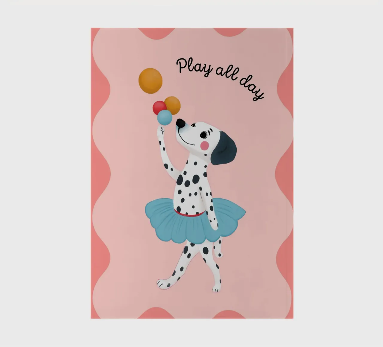 Juggling Dalmatian "Play All Day" Art Print notebook by vintagepod