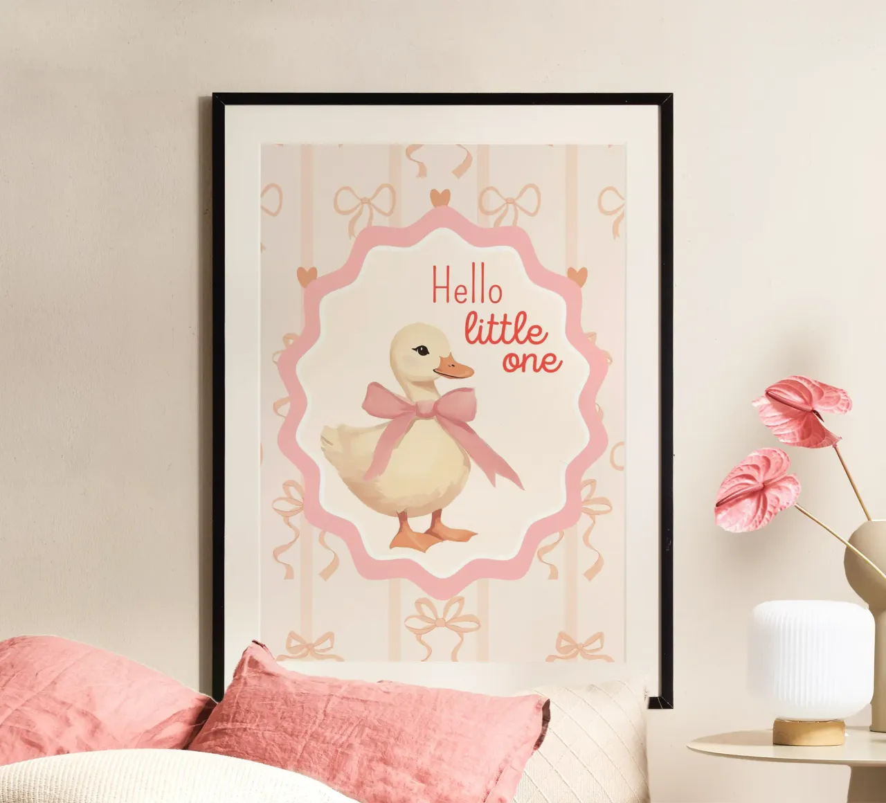 "Stampa d'arte per bambini "Hello Little One poster con telaio in plastica da vintagepod