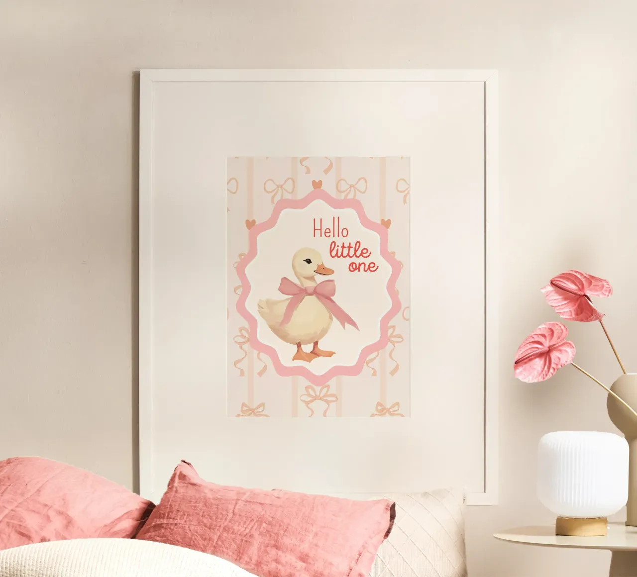 "Stampa d'arte per bambini "Hello Little One poster con telaio in plastica da vintagepod
