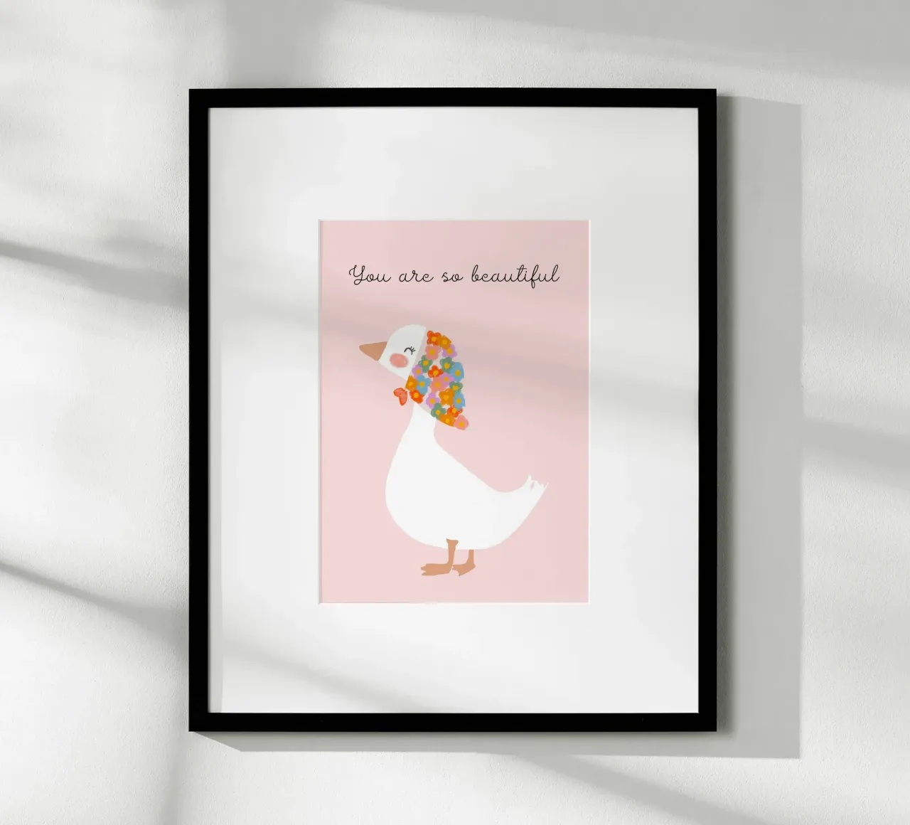 "Je bent zo mooi" Floral Duck Art Print poster van vintagepod