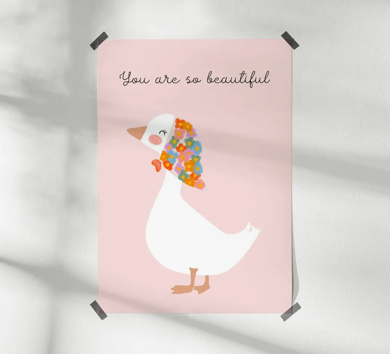 "Je bent zo mooi" Floral Duck Art Print poster van vintagepod