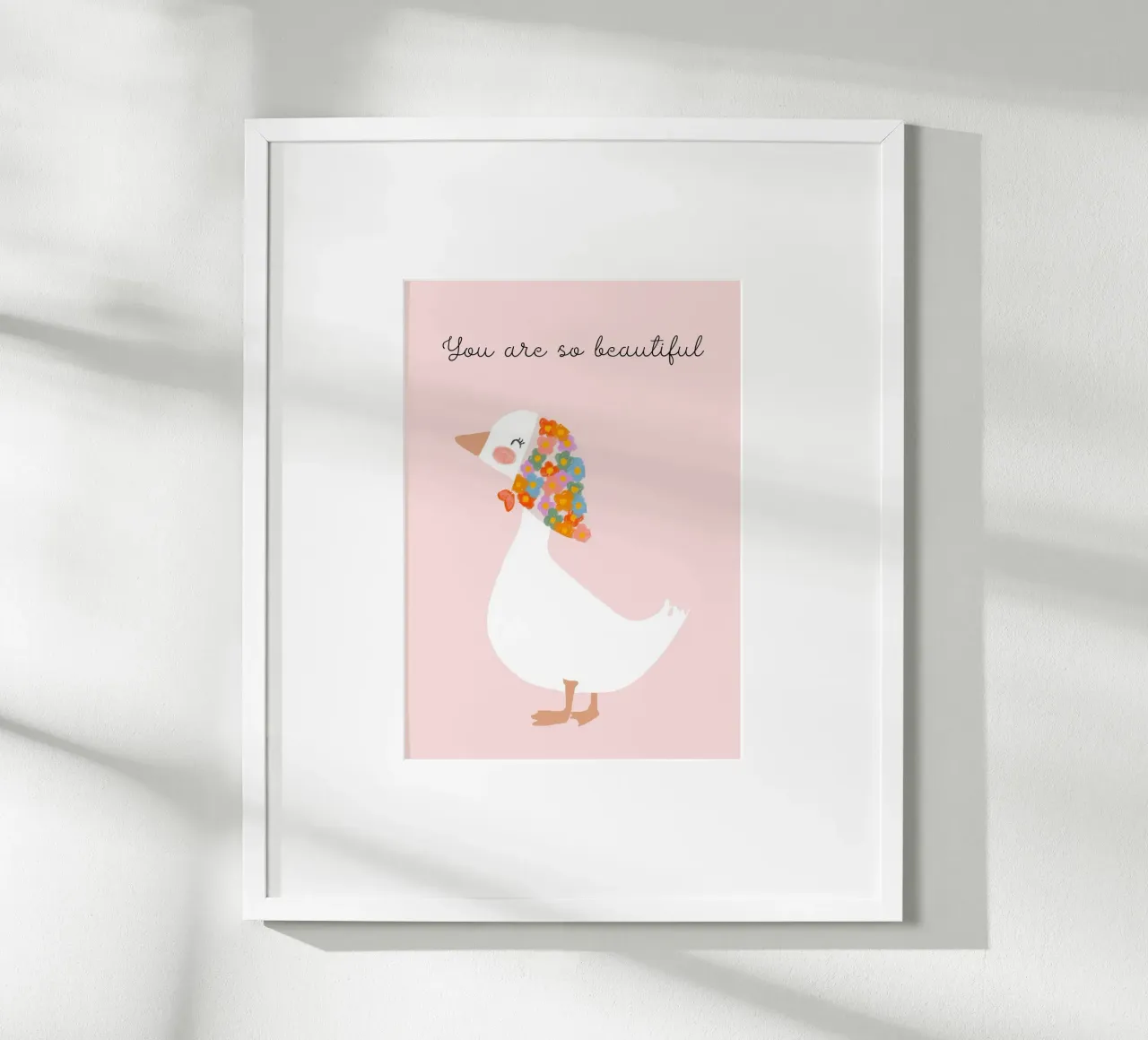 "Je bent zo mooi" Floral Duck Art Print poster van vintagepod