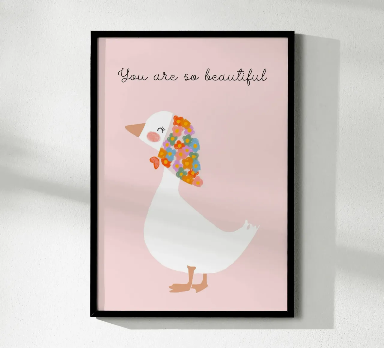 "Je bent zo mooi" Floral Duck Art Print poster van vintagepod