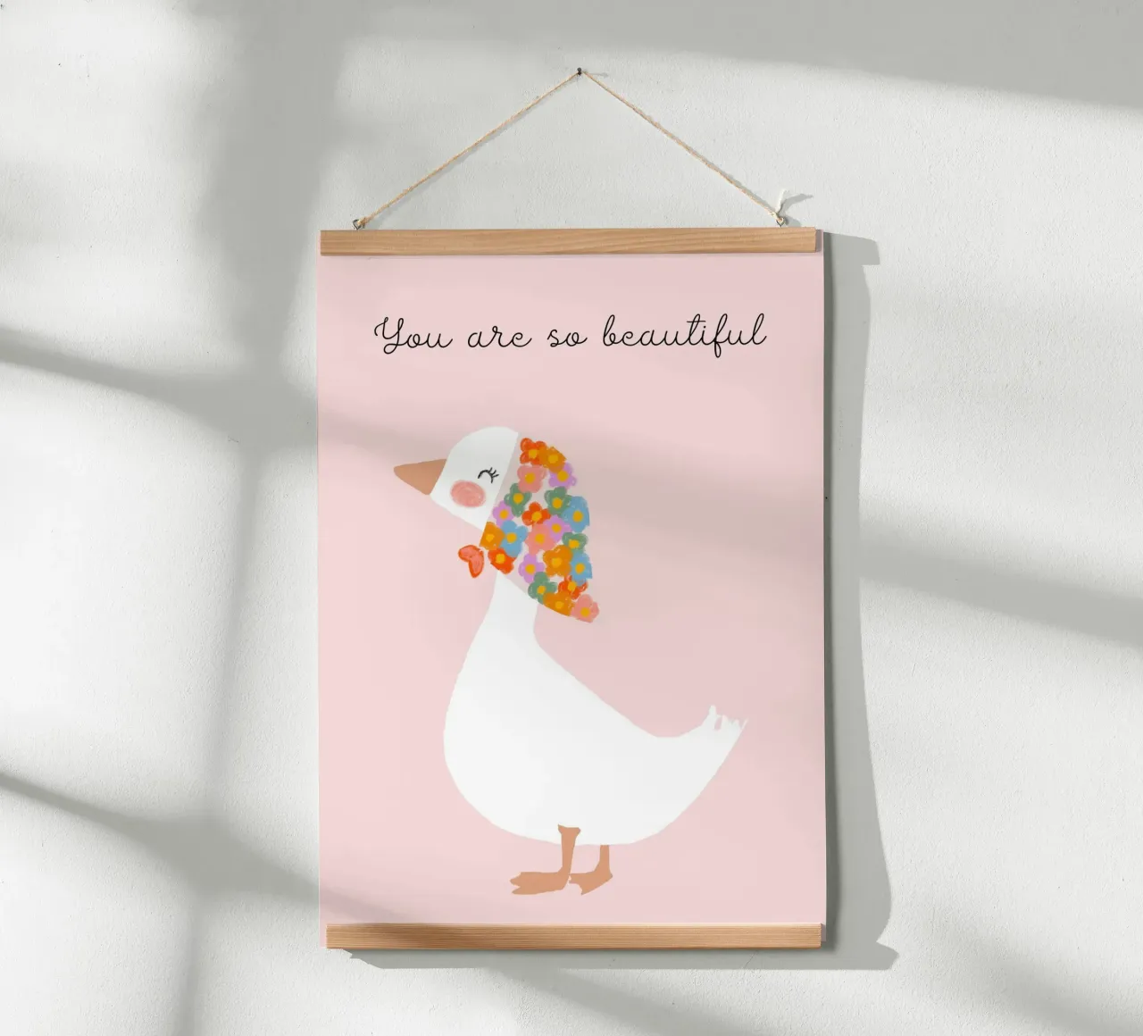 "Je bent zo mooi" Floral Duck Art Print poster van vintagepod