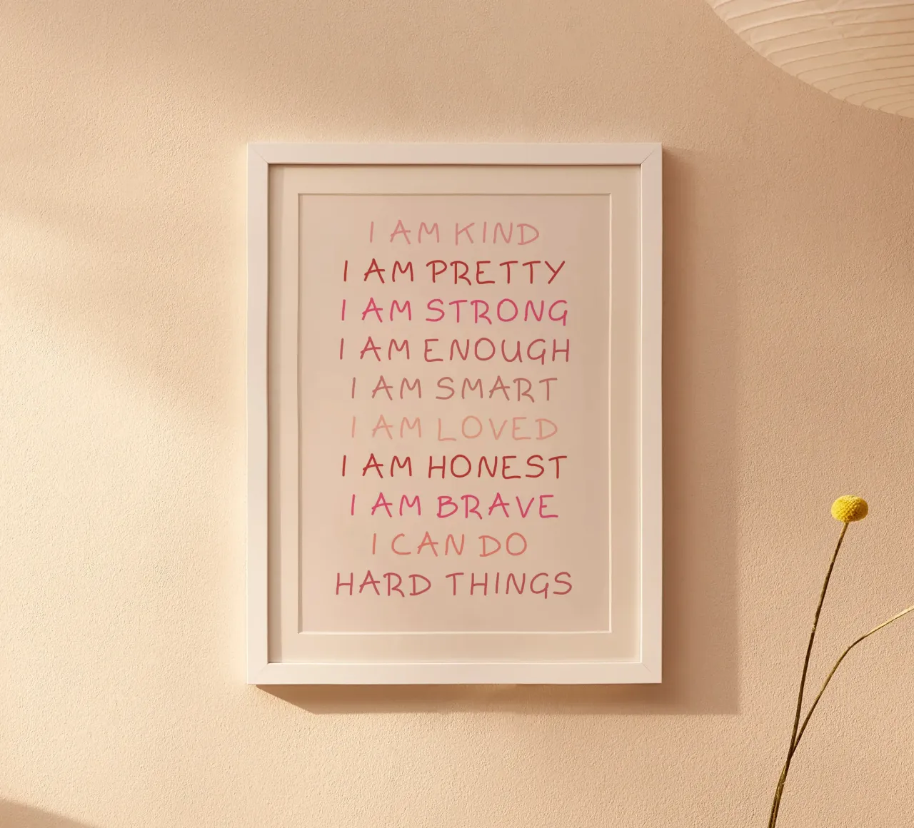 Tägliche Affirmationen Kunstdruck, positives Zitat Dekor Poster von vintagepod