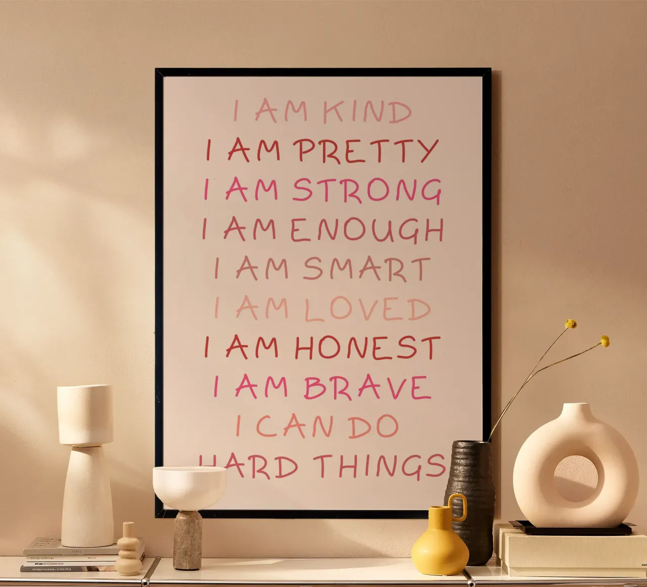 Tägliche Affirmationen Kunstdruck, positives Zitat Dekor Poster von vintagepod