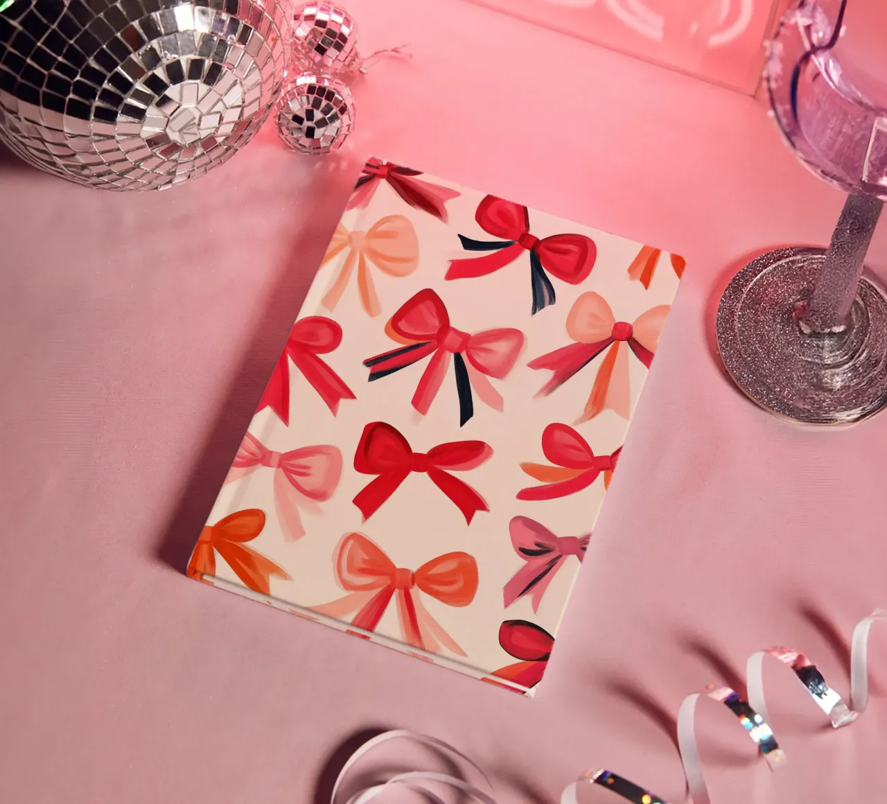 Modern Bows Pattern Art Print, Girly Decor notebook by vintagepod
