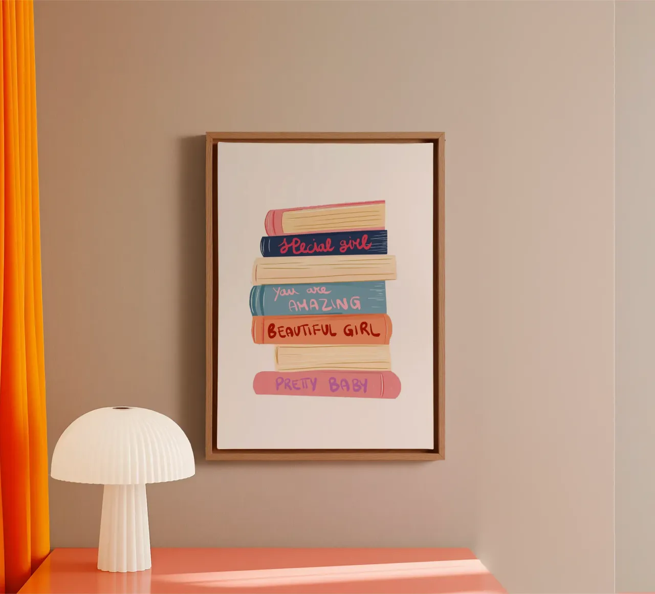 Impression d'art "Pretty Baby" de Stack of Books toile avec Caisse américaine de vintagepod
