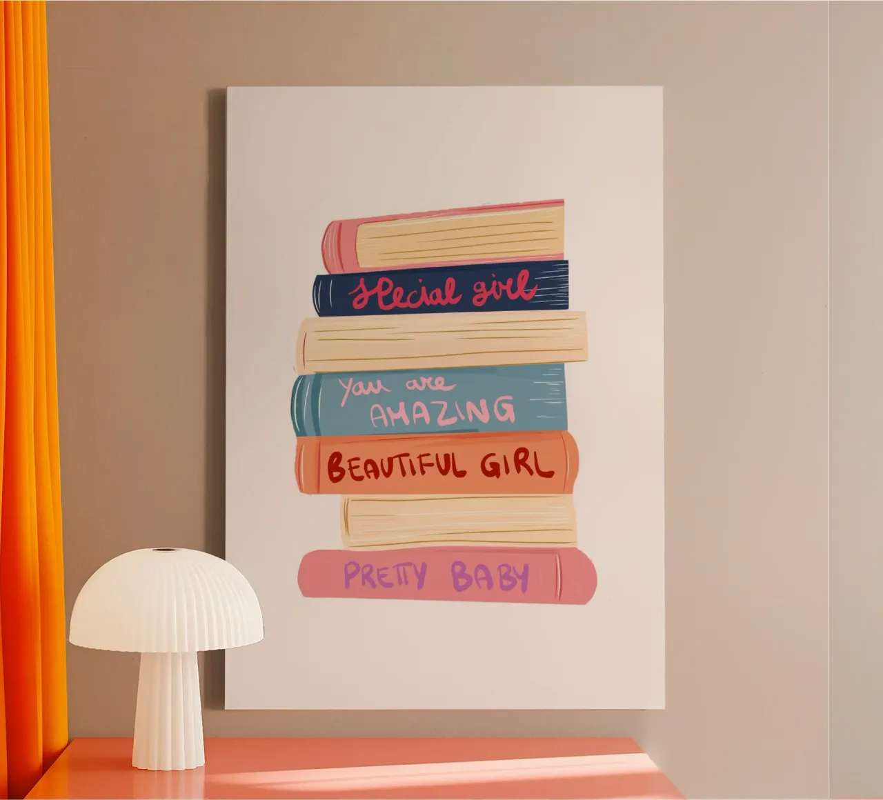 Impression d'art "Pretty Baby" de Stack of Books toile avec Caisse américaine de vintagepod