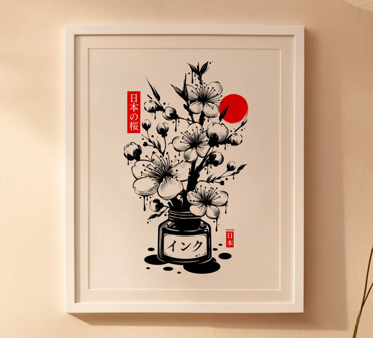 Inchiostro giapponese nero per fiori di ciliegio poster da LM2KONE