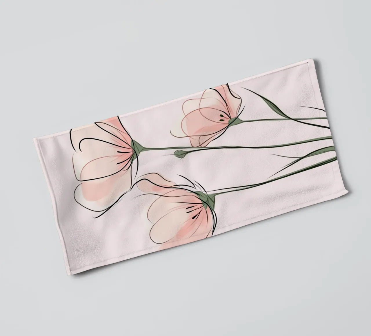Ätherische rosa Mohnblumen Line Art Print Handtuch von vintagepod
