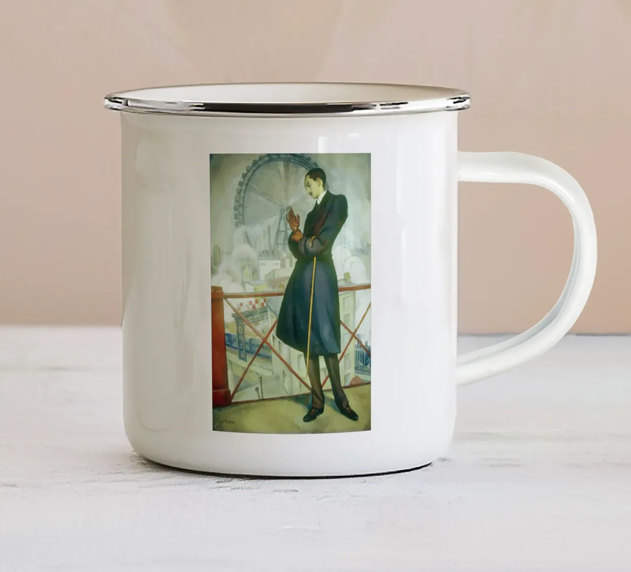 Ritratto di Adolfo Best Maugard - Diego Rivera tazza in smalto da Venus Art