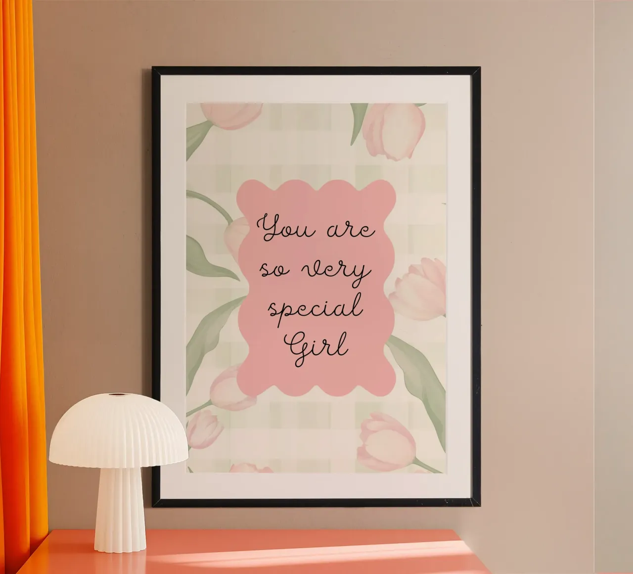 "Arte dei tulipani "Sei una ragazza davvero speciale poster con telaio in alluminio da vintagepod