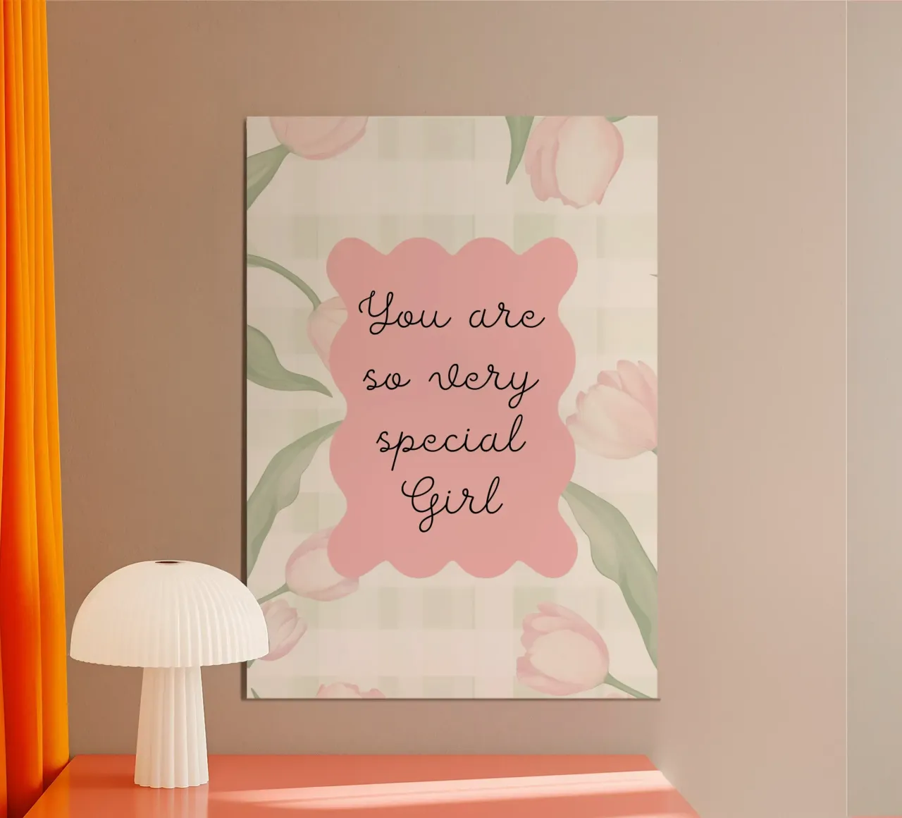 "Arte dei tulipani "Sei una ragazza davvero speciale poster con telaio in alluminio da vintagepod