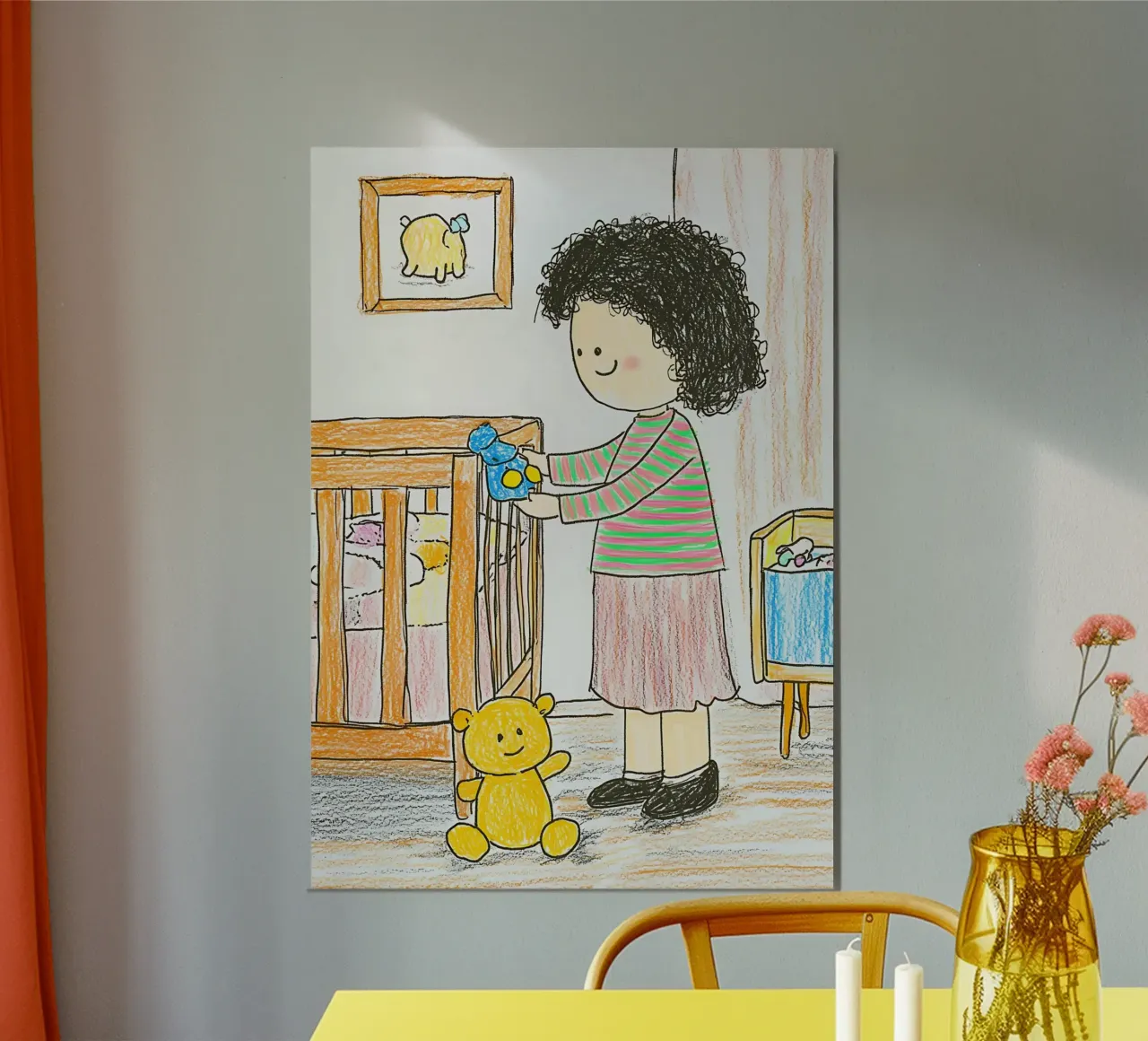 Stampa d'arte con pastelli di mamma e bambino poster da vintagepod