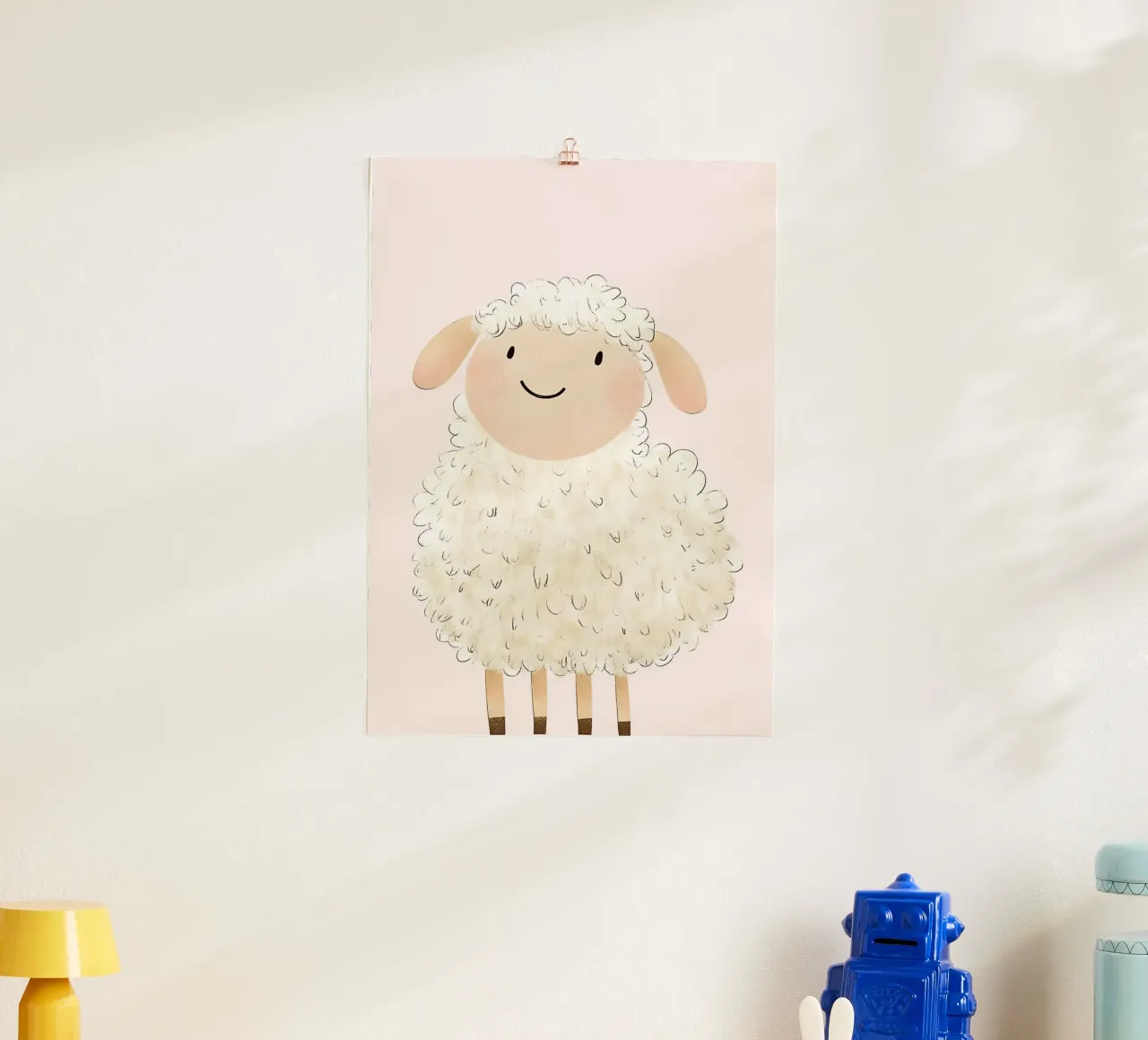 Stampa d'arte di pecore soffici e carine, cameretta Kawaii poster con telaio in plastica da vintagepod