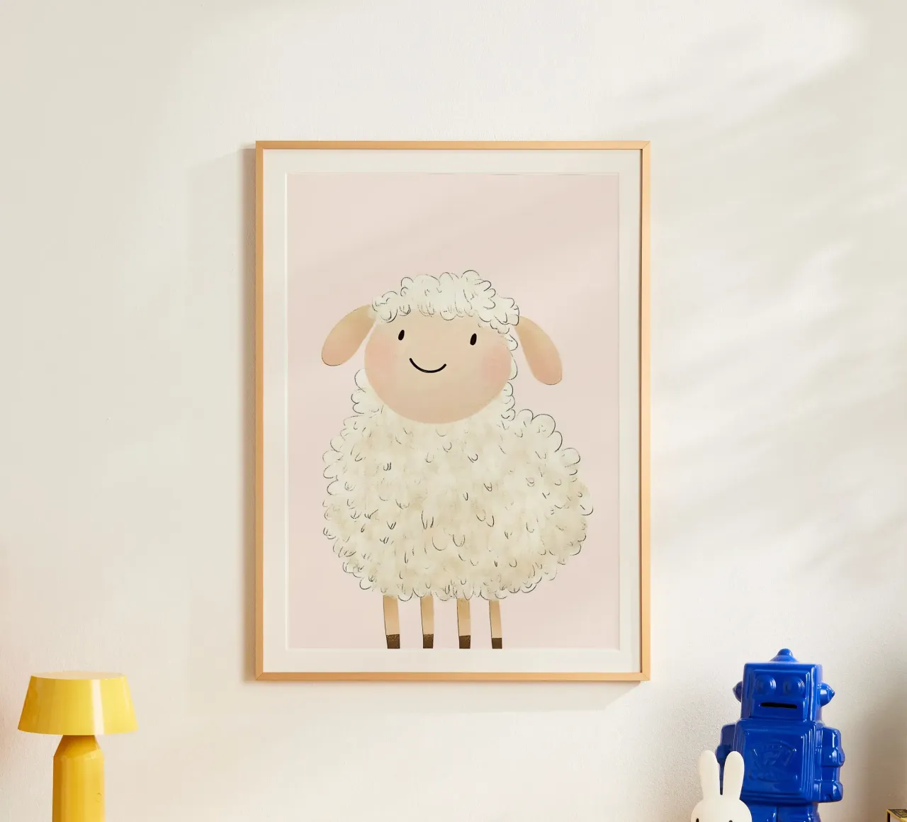 Stampa d'arte di pecore soffici e carine, cameretta Kawaii poster con telaio in plastica da vintagepod