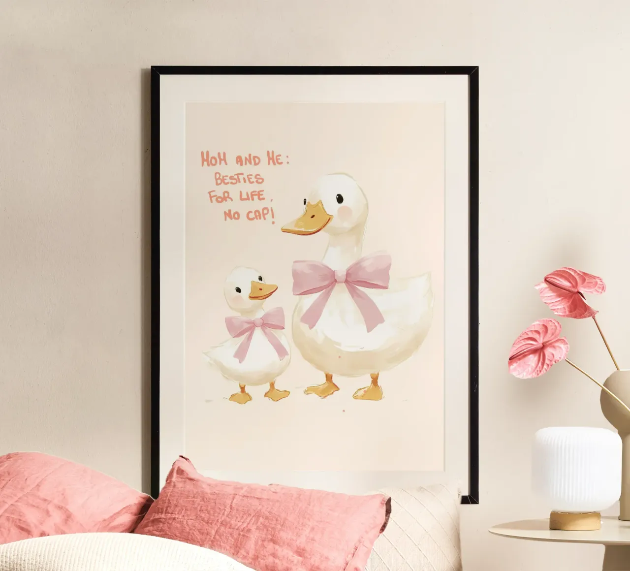 Niedliche Enten "Besties for Life, No Cap!" Kunst Poster von vintagepod