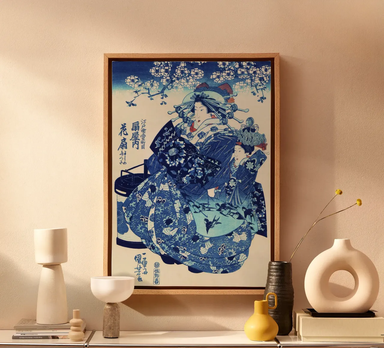 Ogiya uchi Hanaogi by Utagawa Kuniyoshi canvas with Floater frame by Venus Art