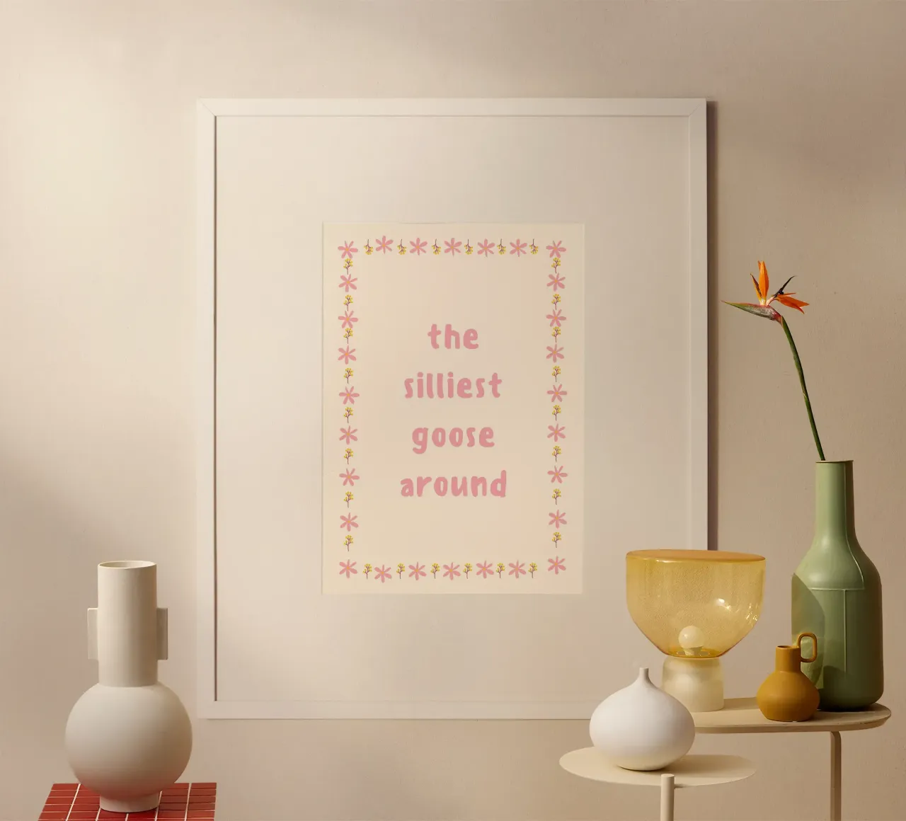 Stampa floreale "L'oca più sciocca che ci sia". poster con telaio in alluminio da vintagepod
