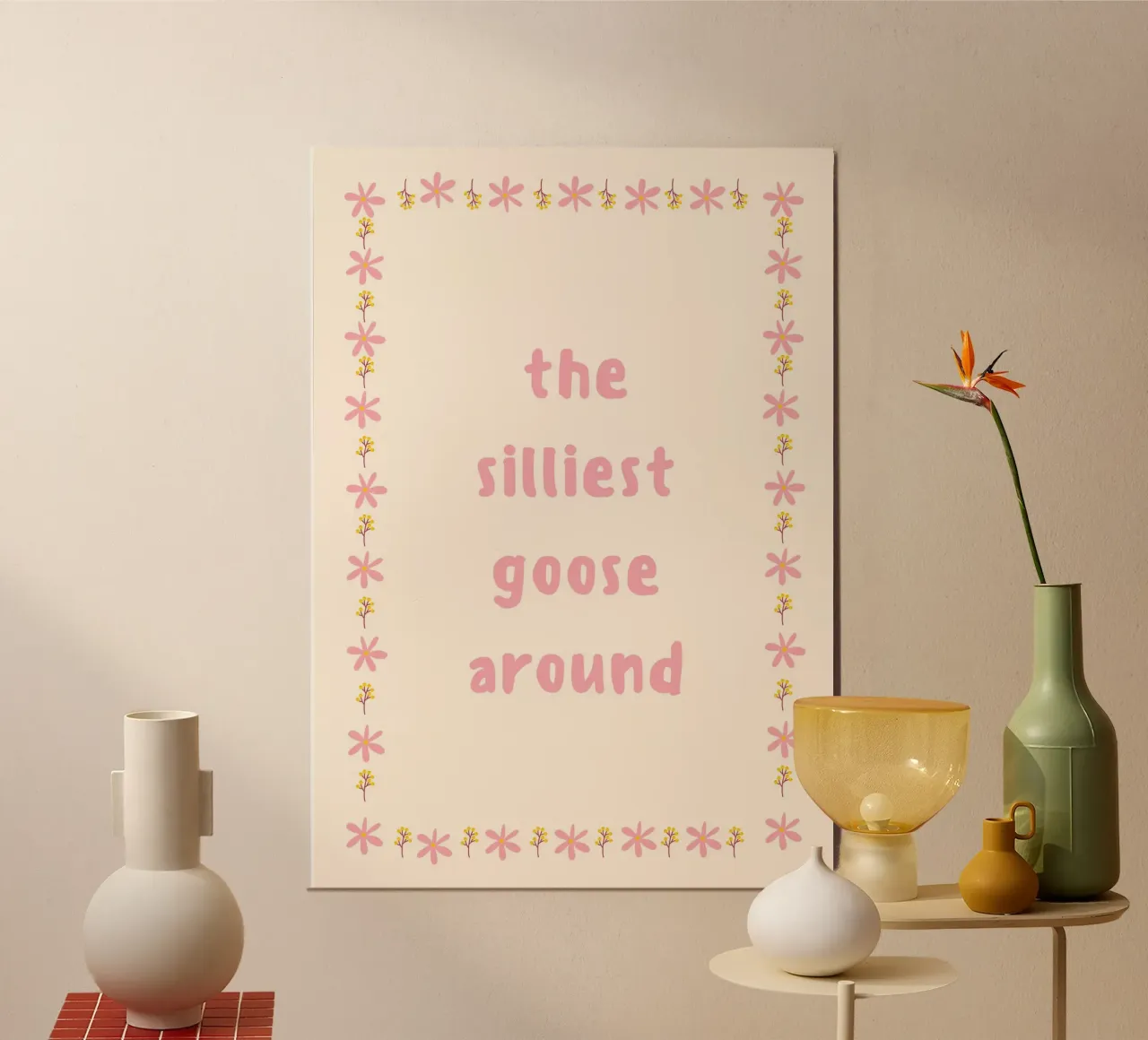 Stampa floreale "L'oca più sciocca che ci sia". poster con telaio in alluminio da vintagepod