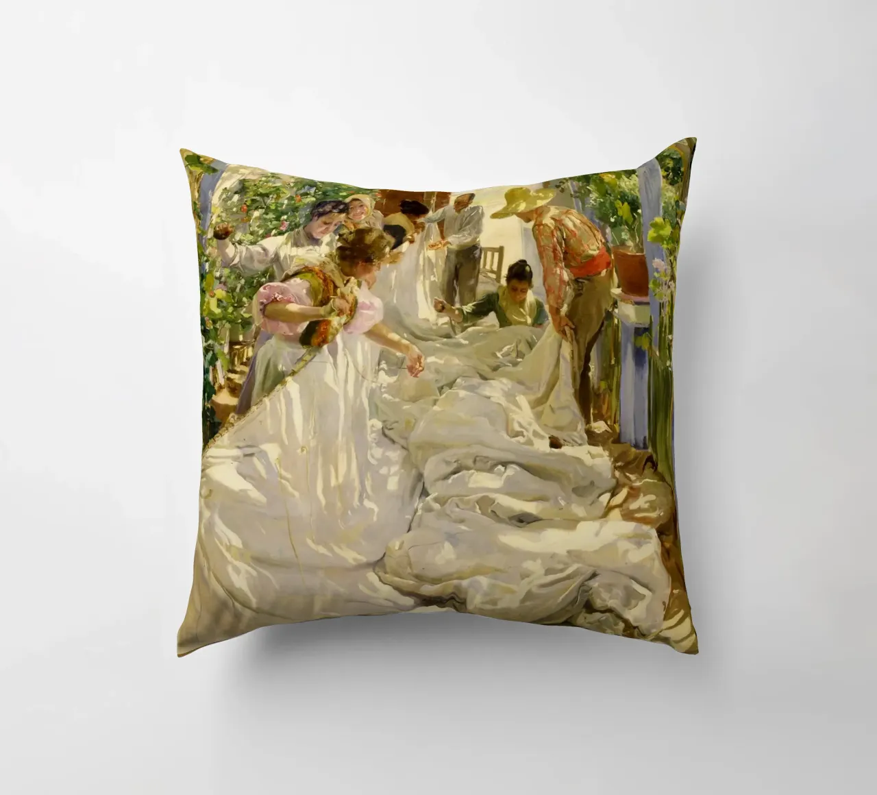 Cucire la vela - Joaquín Sorolla y Bastida cuscino da Jolie Prints