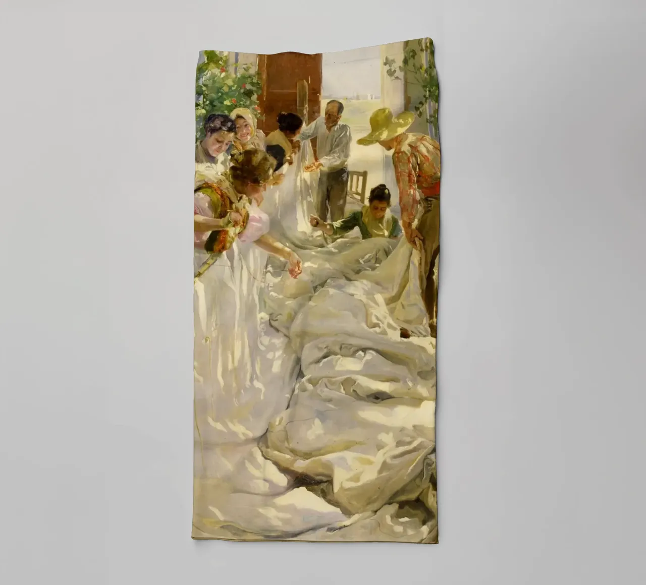 Cucire la vela - Joaquín Sorolla y Bastida asciugamano da bagno da Jolie Prints