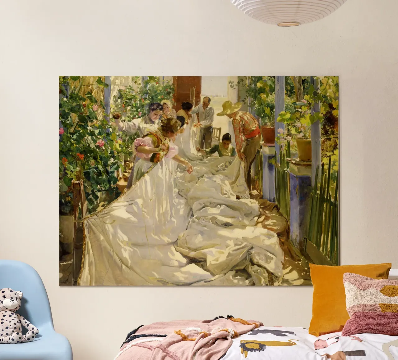 Cucire la vela - Joaquín Sorolla y Bastida poster da Jolie Prints