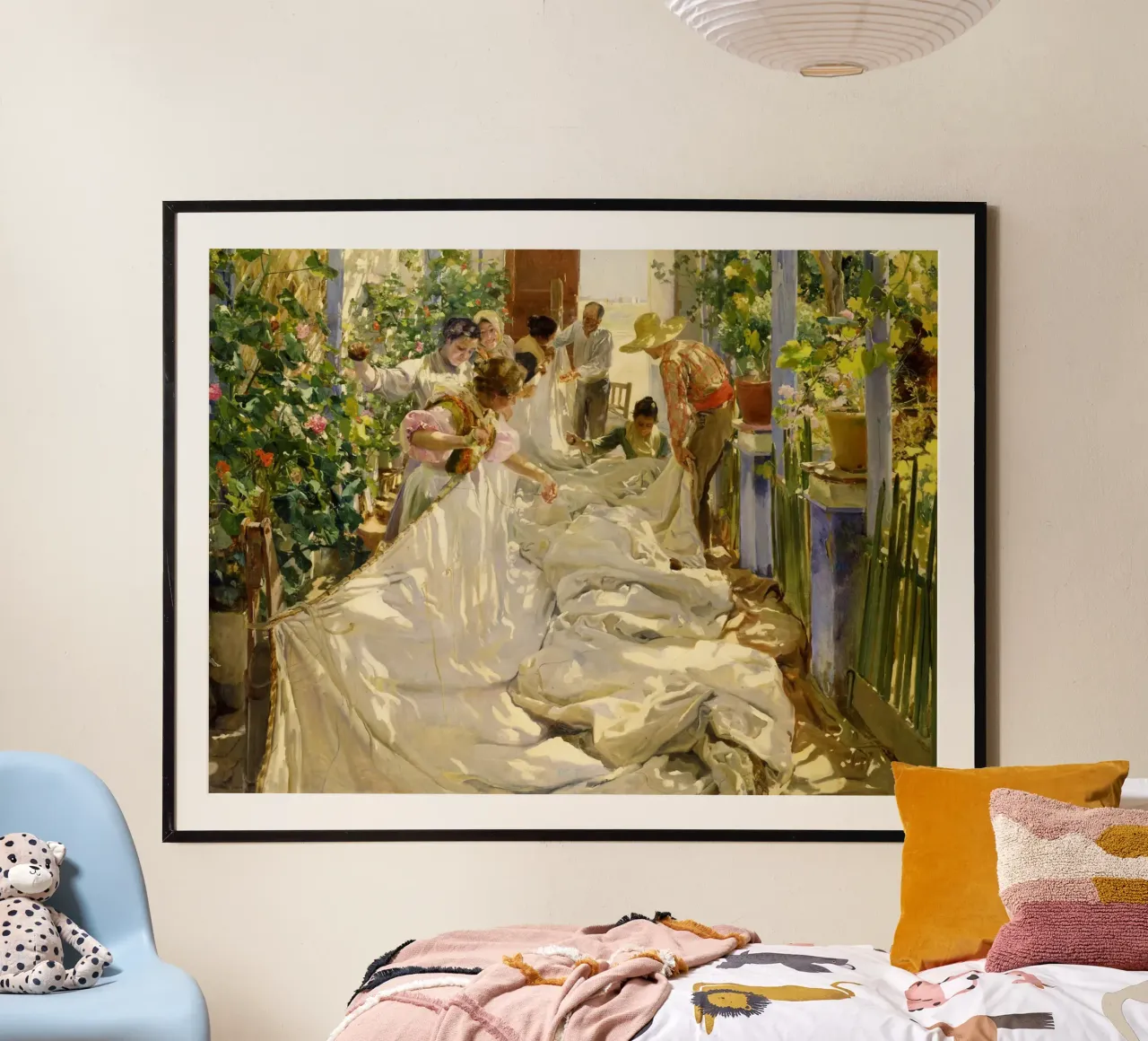 Cucire la vela - Joaquín Sorolla y Bastida poster da Jolie Prints