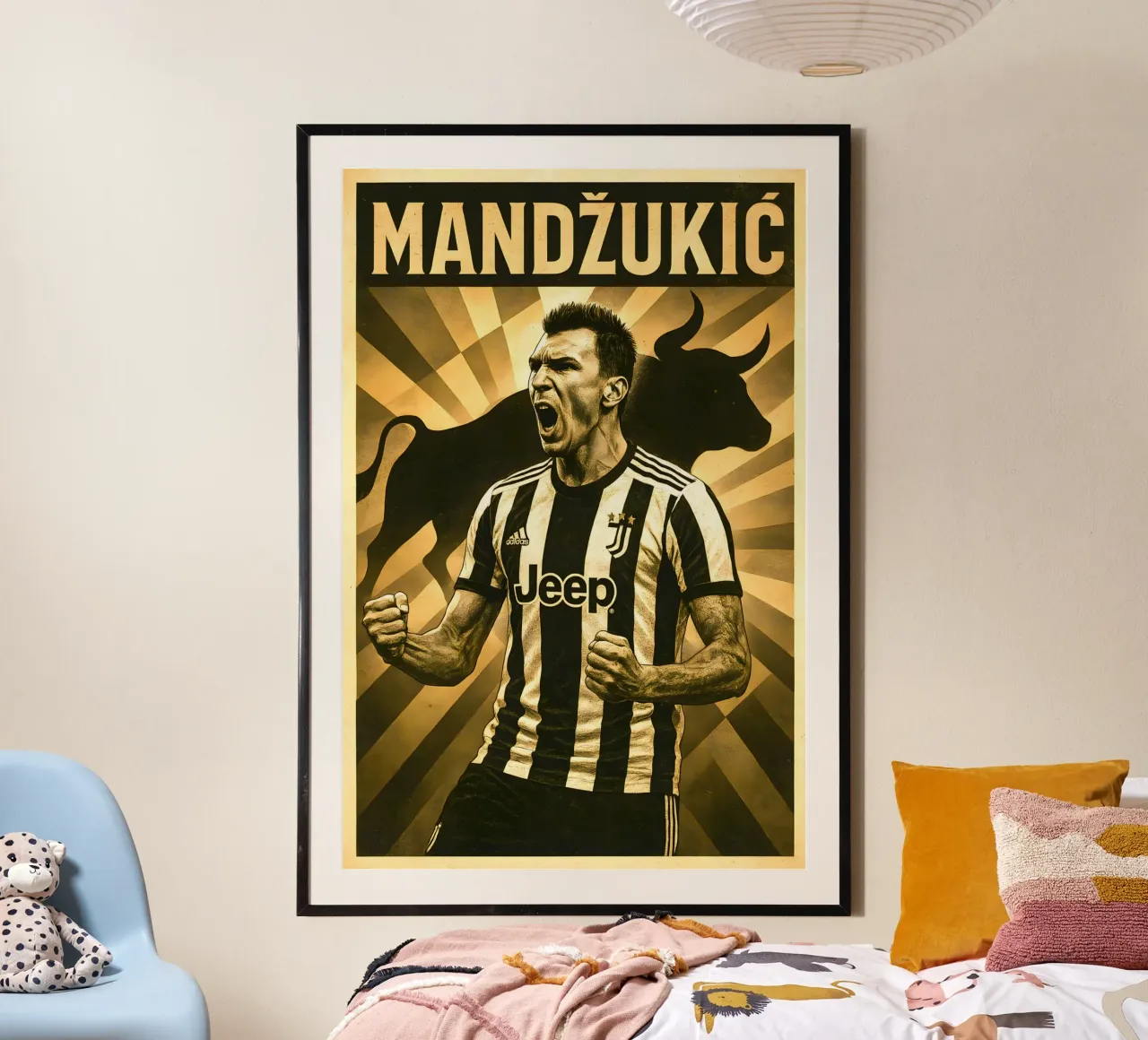 Mario Mandzukic poster con telaio in alluminio da Cyberpunk Canvas