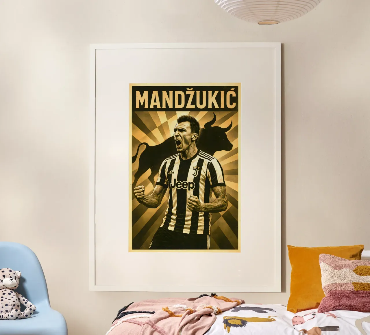 Mario Mandzukic poster con telaio in alluminio da Cyberpunk Canvas