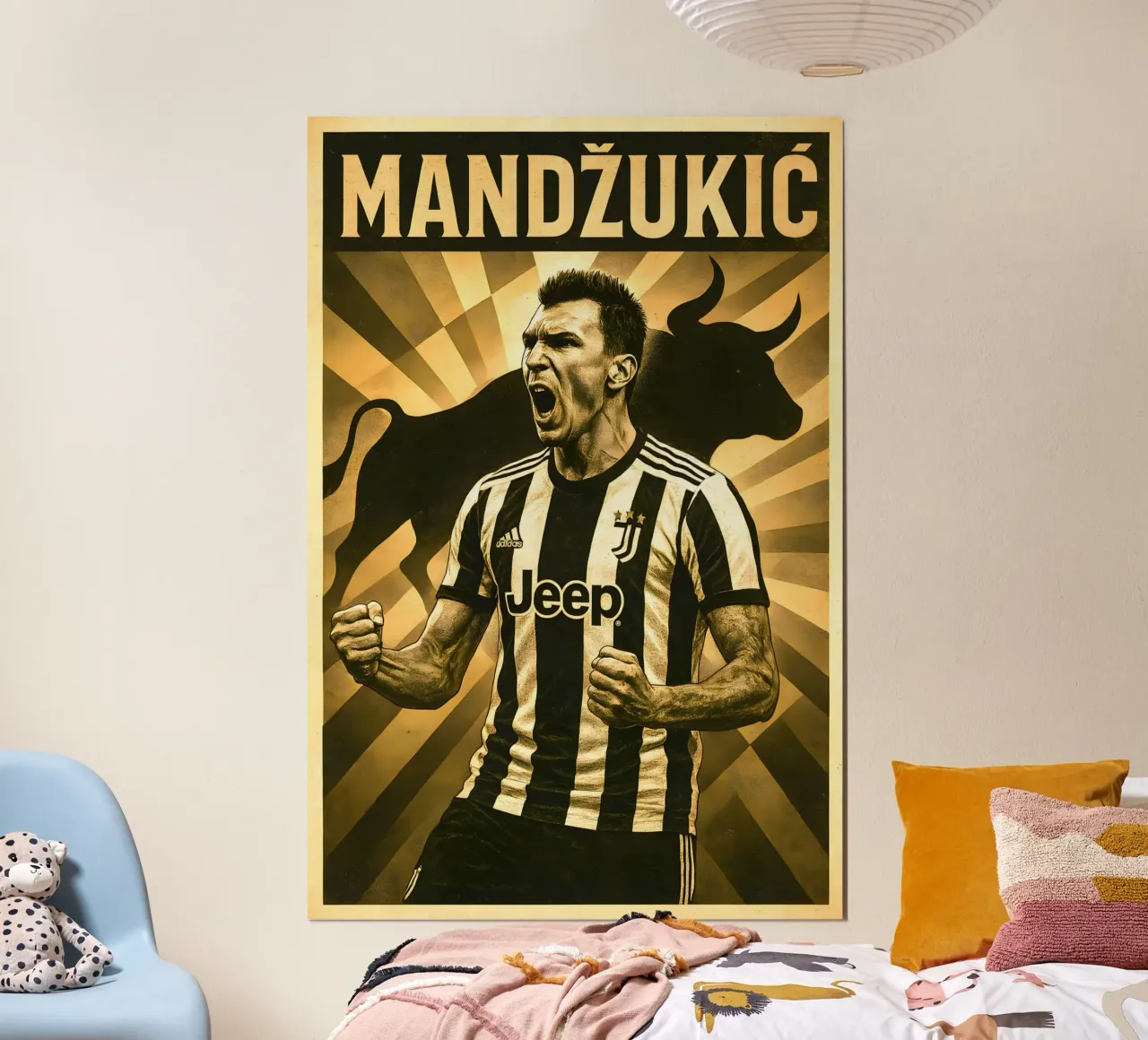 Mario Mandzukic poster con telaio in alluminio da Cyberpunk Canvas