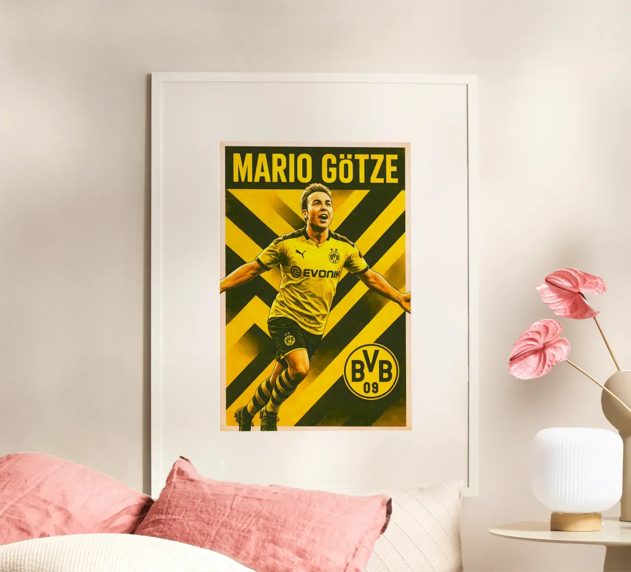 Mario Gotze poster con telaio in alluminio da Cyberpunk Canvas