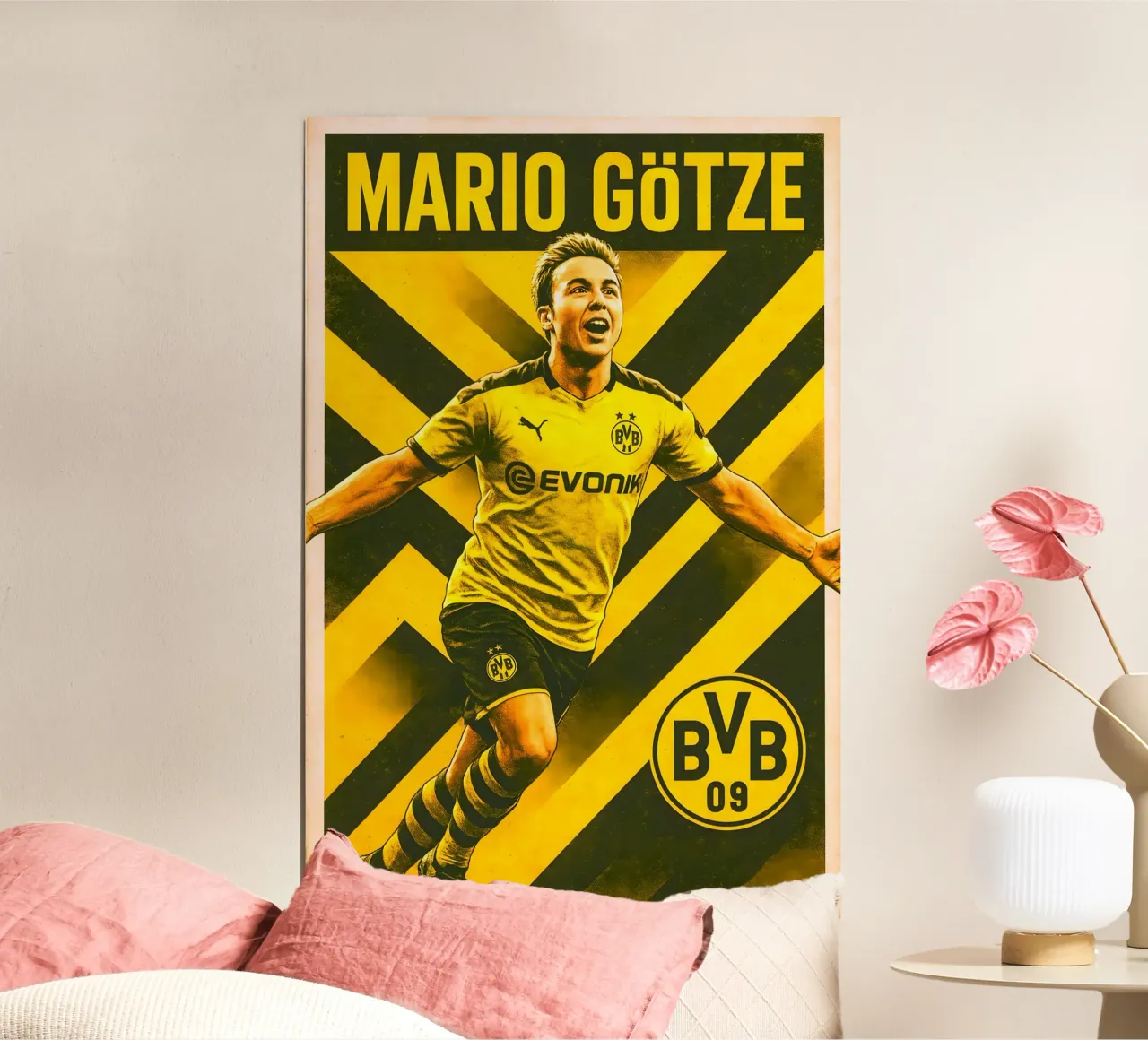Mario Gotze poster con telaio in alluminio da Cyberpunk Canvas