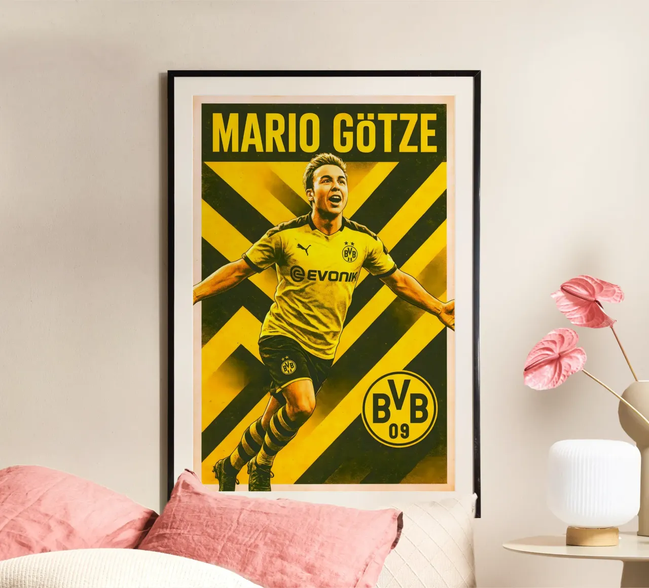 Mario Gotze poster con telaio in alluminio da Cyberpunk Canvas