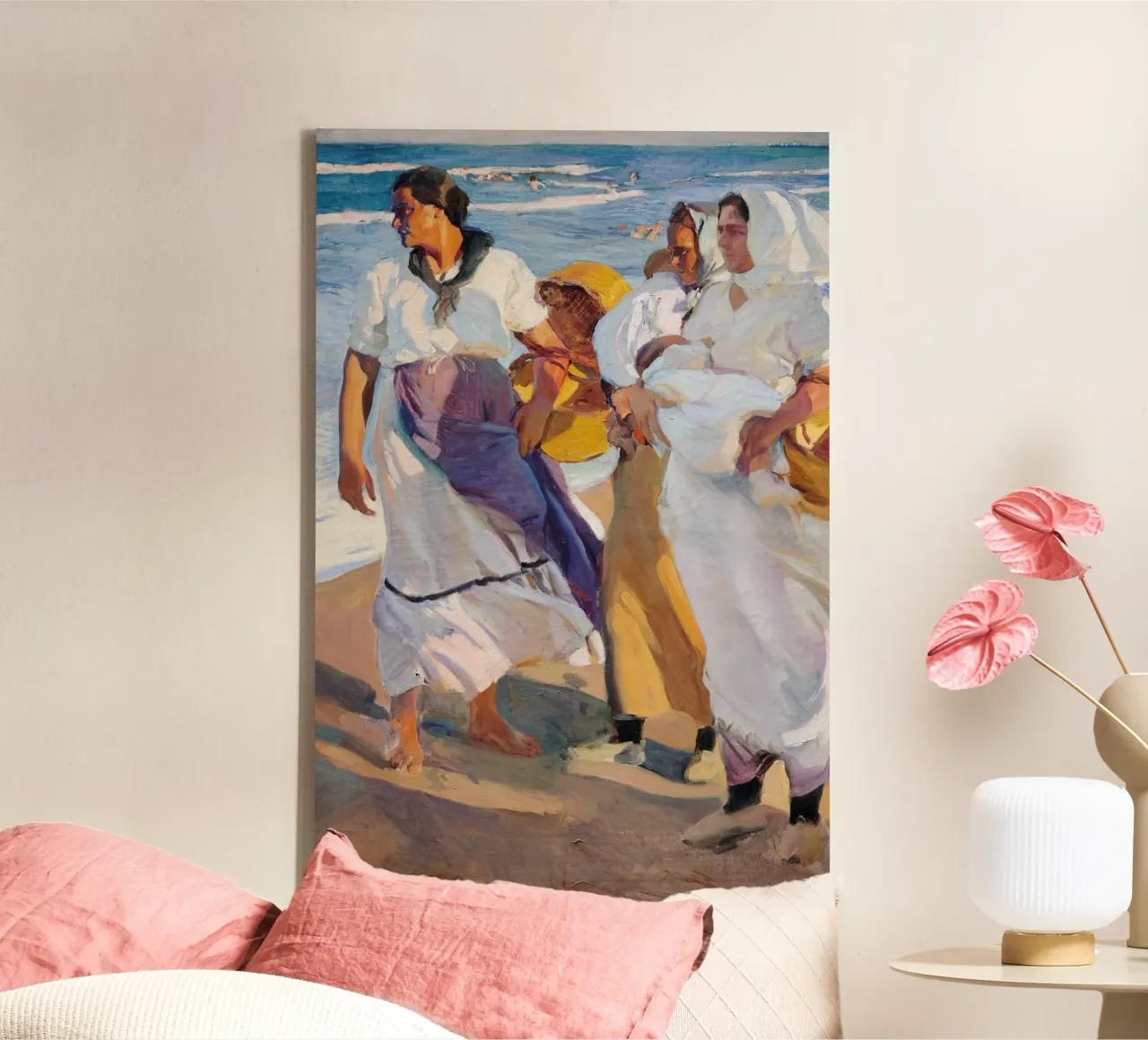Vissersvrouwen uit Valencia - Joaquín Sorolla y Bastida canvas met Baklijst van Jolie Prints
