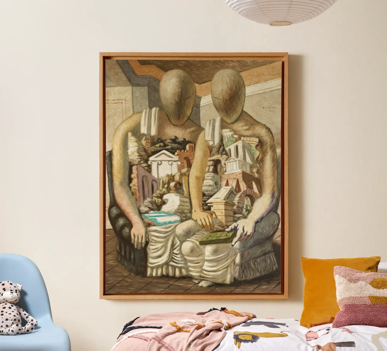 Gli Archeologi – Giorgio de Chirico tela con Cornice a cassetta da Classic Art Prints