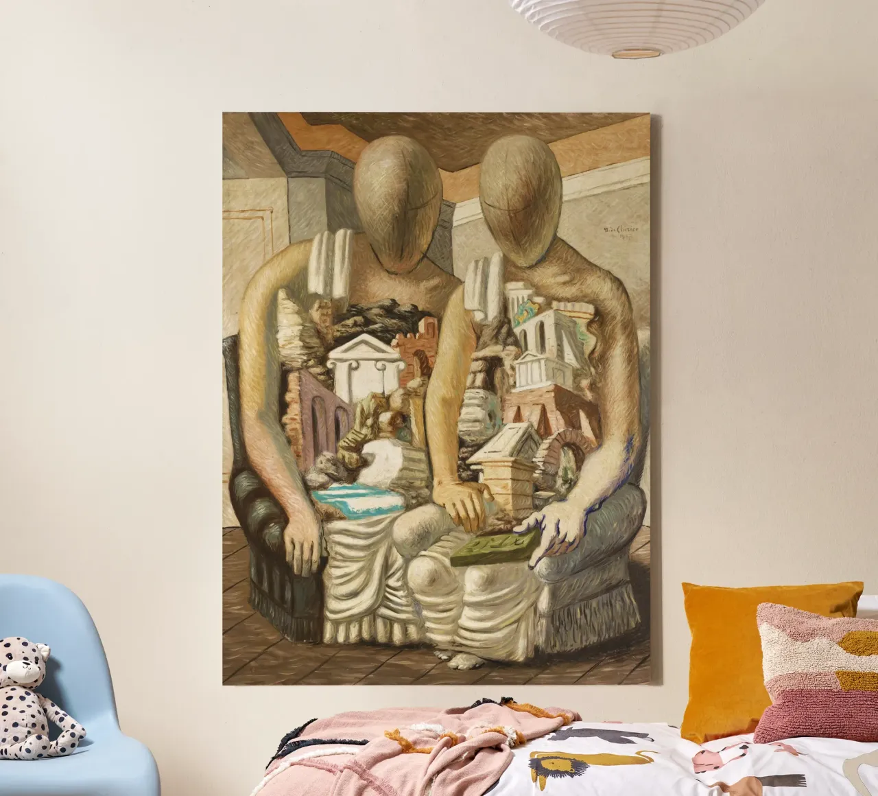 Gli Archeologi – Giorgio de Chirico tela con Cornice a cassetta da Classic Art Prints